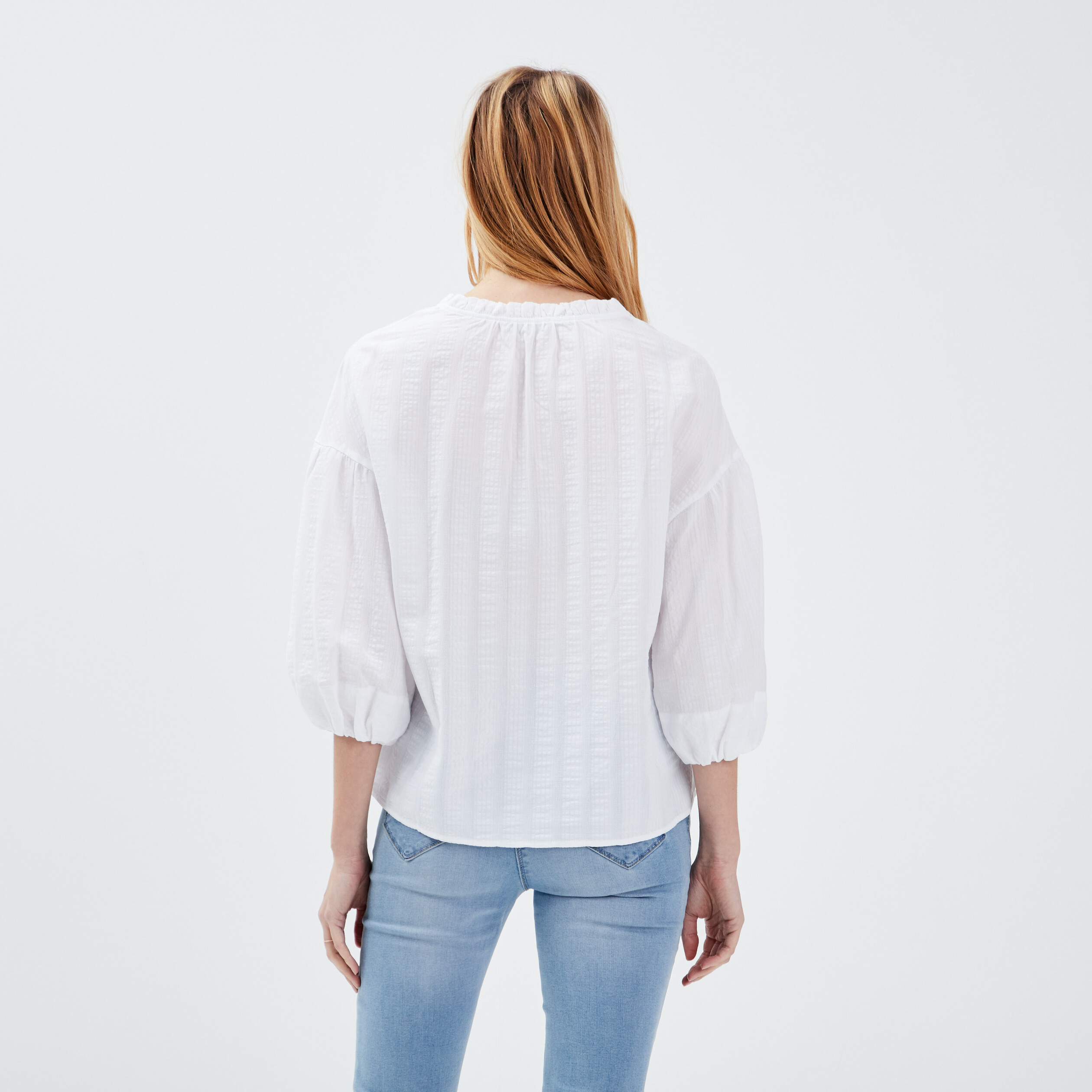 Blouse manches 3/4 ecru femme