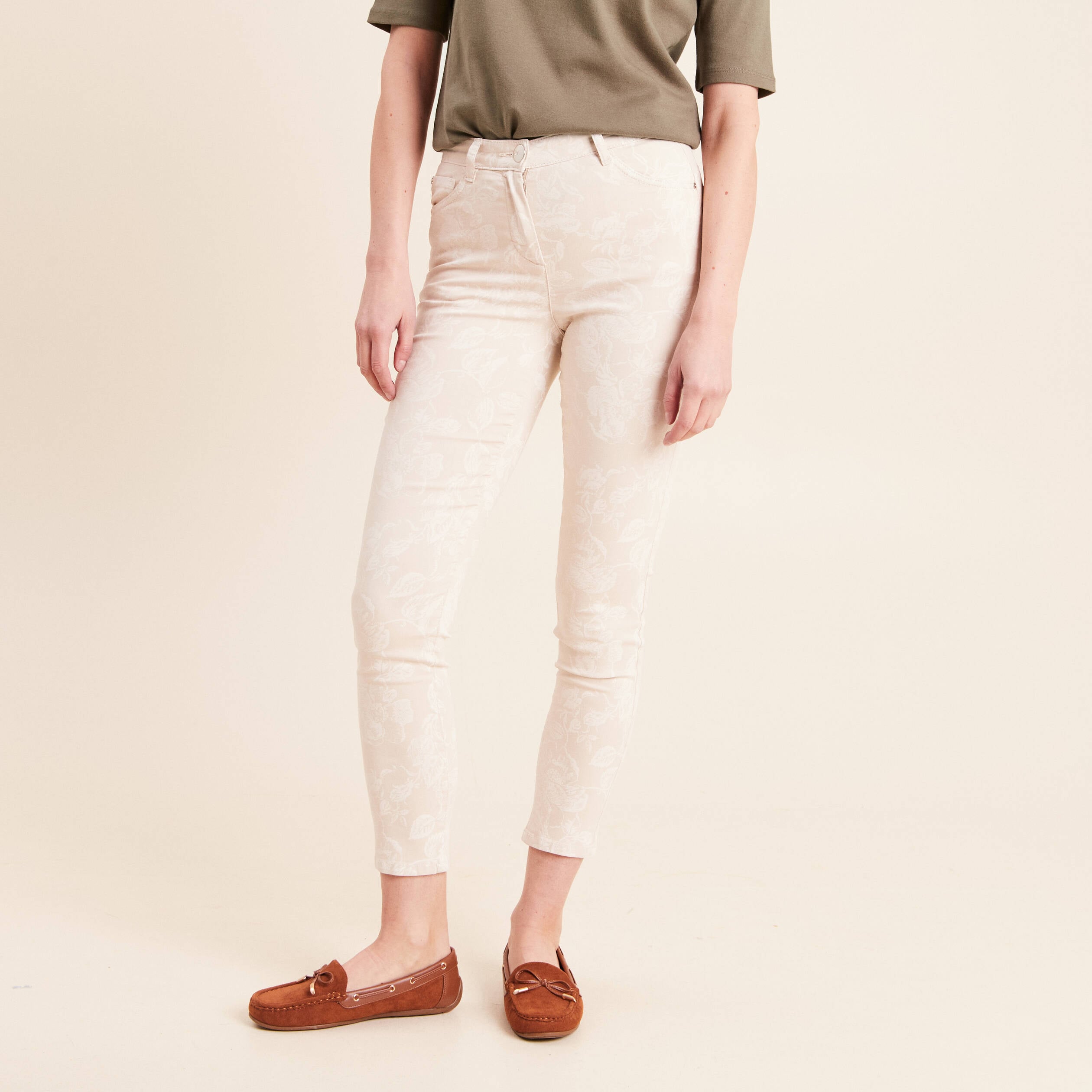 Pantalon magique Le L&eacute;ger coupe ajust&eacute;e beige femme