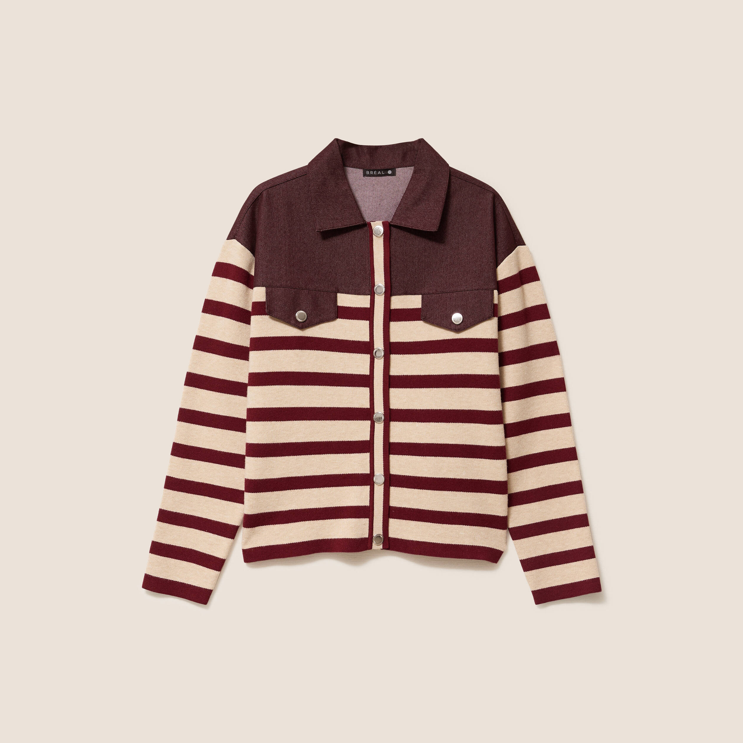 Gilet manches longues bordeaux femme