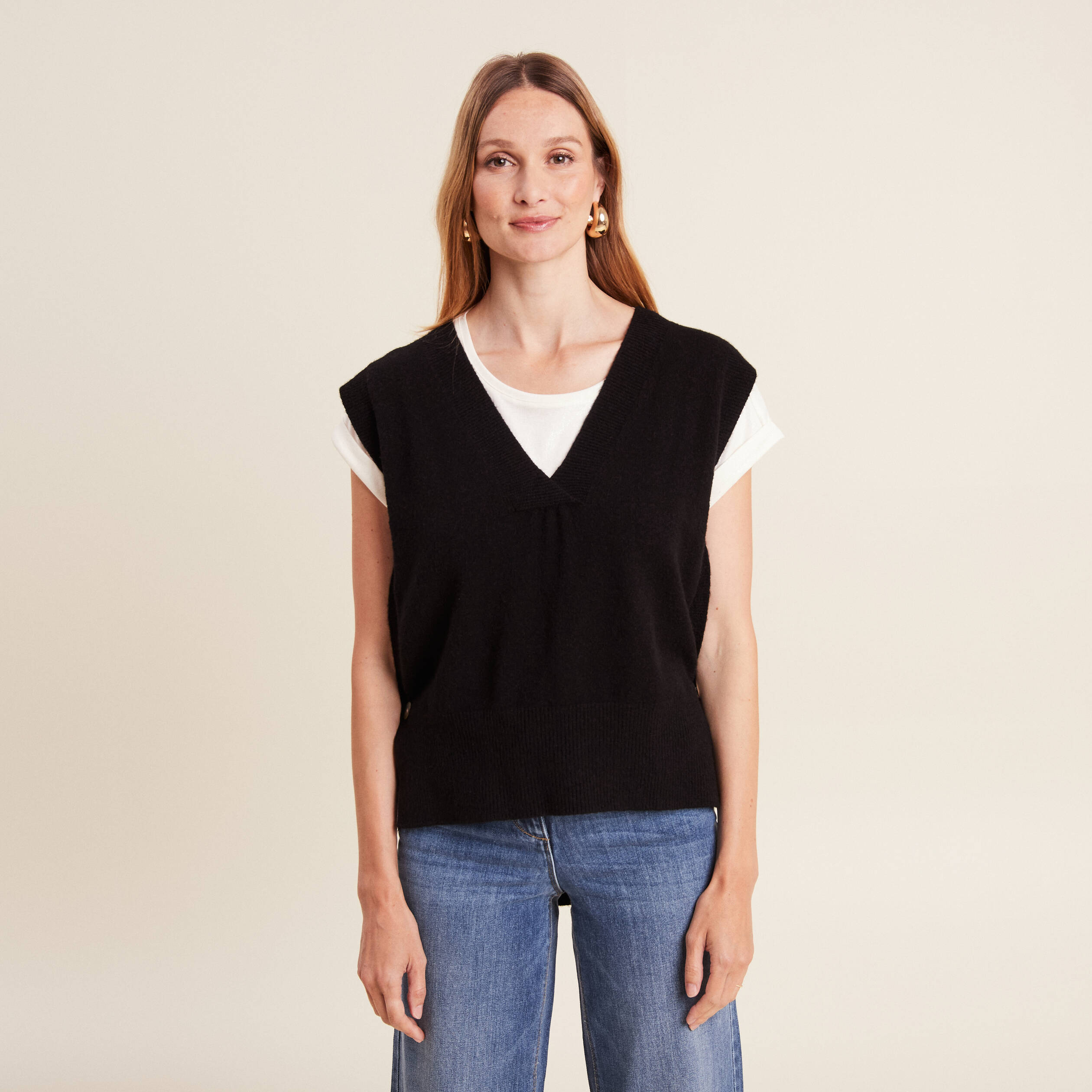 pull sans manches noir femme Pull sans manches noir femme