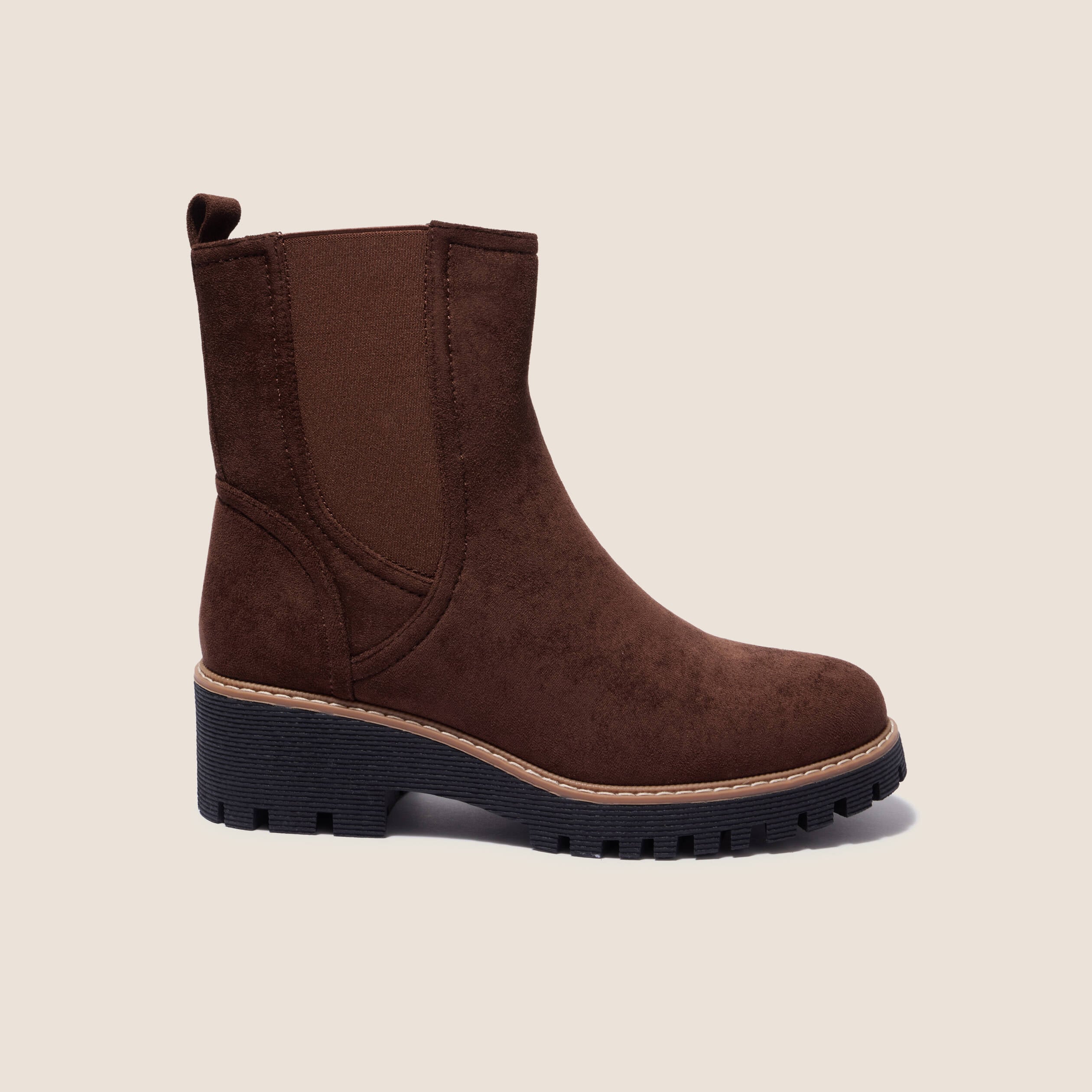 Bottines chelsea crant&eacute;es marron fonc&eacute; femme