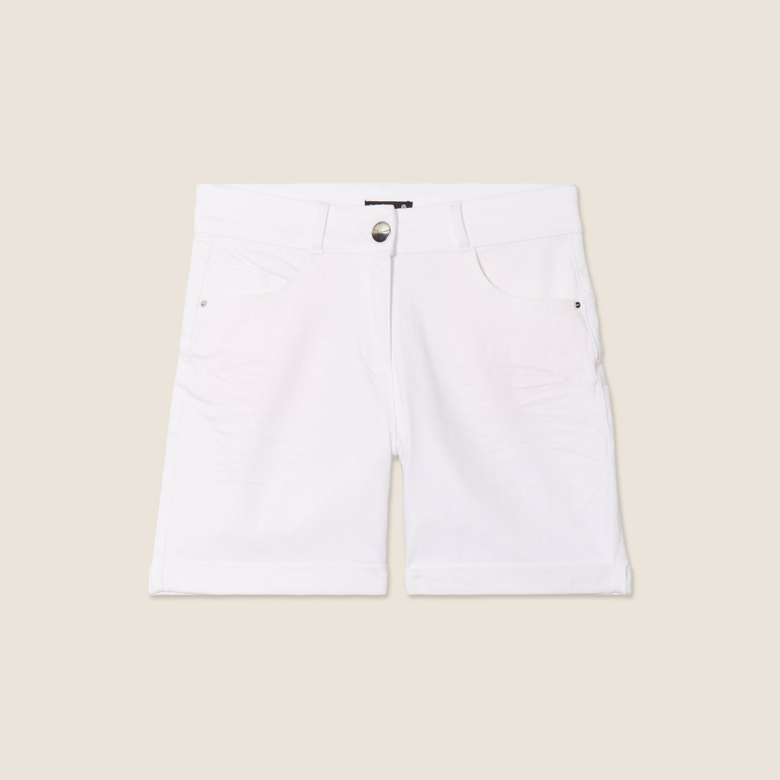 Short droit en jean blanc femme