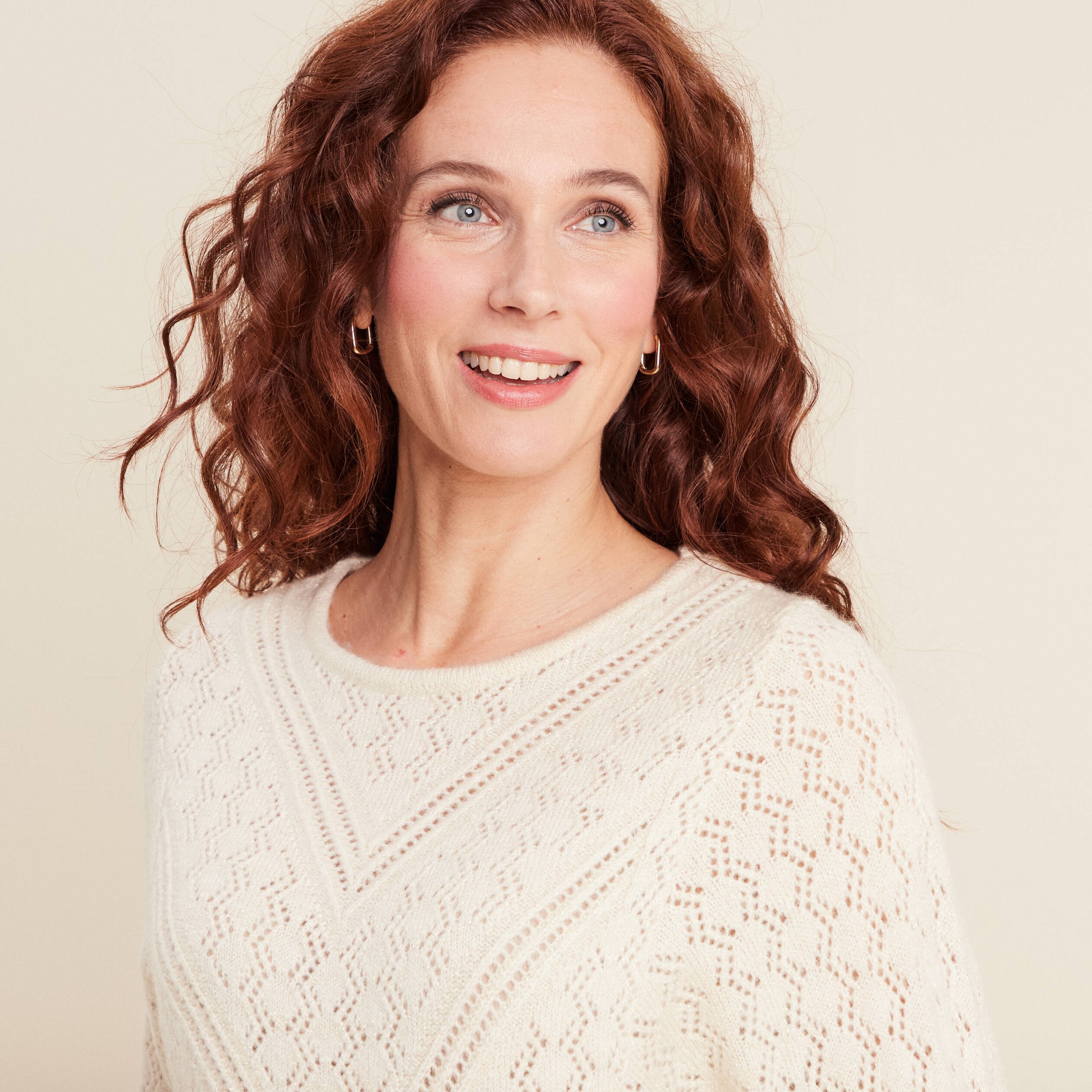 Pull manches longues ajouré sable femme