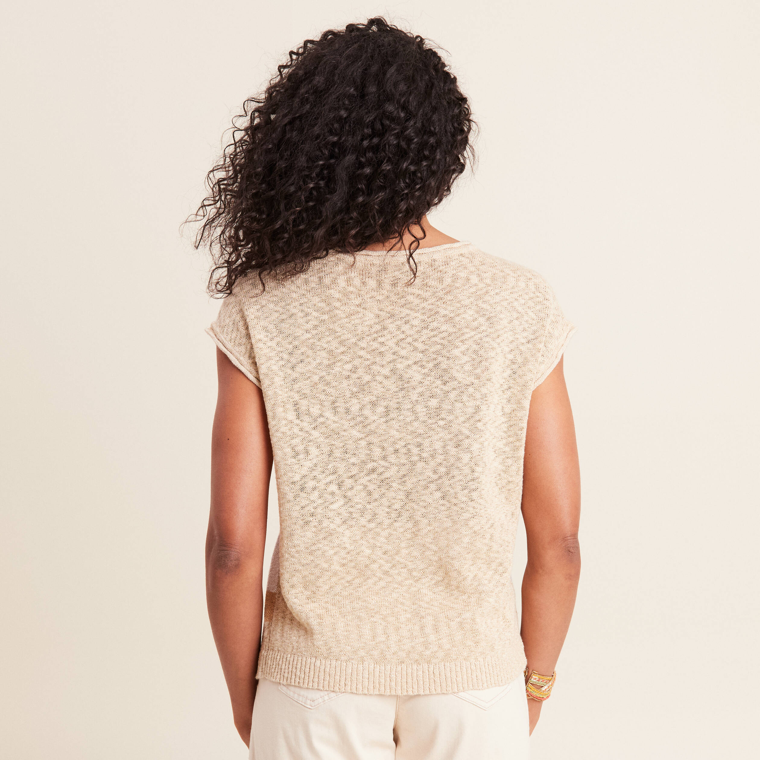 pull sans manches beige femme Pull sans manches beige femme