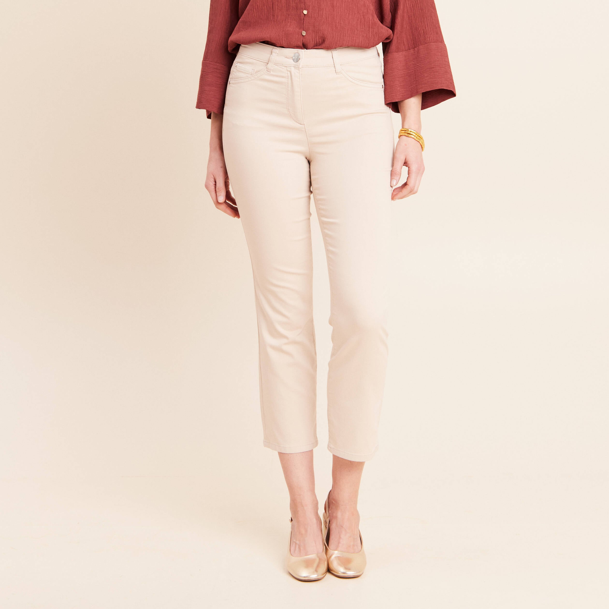 Pantalon magique Le L&eacute;ger coupe droite sable femme