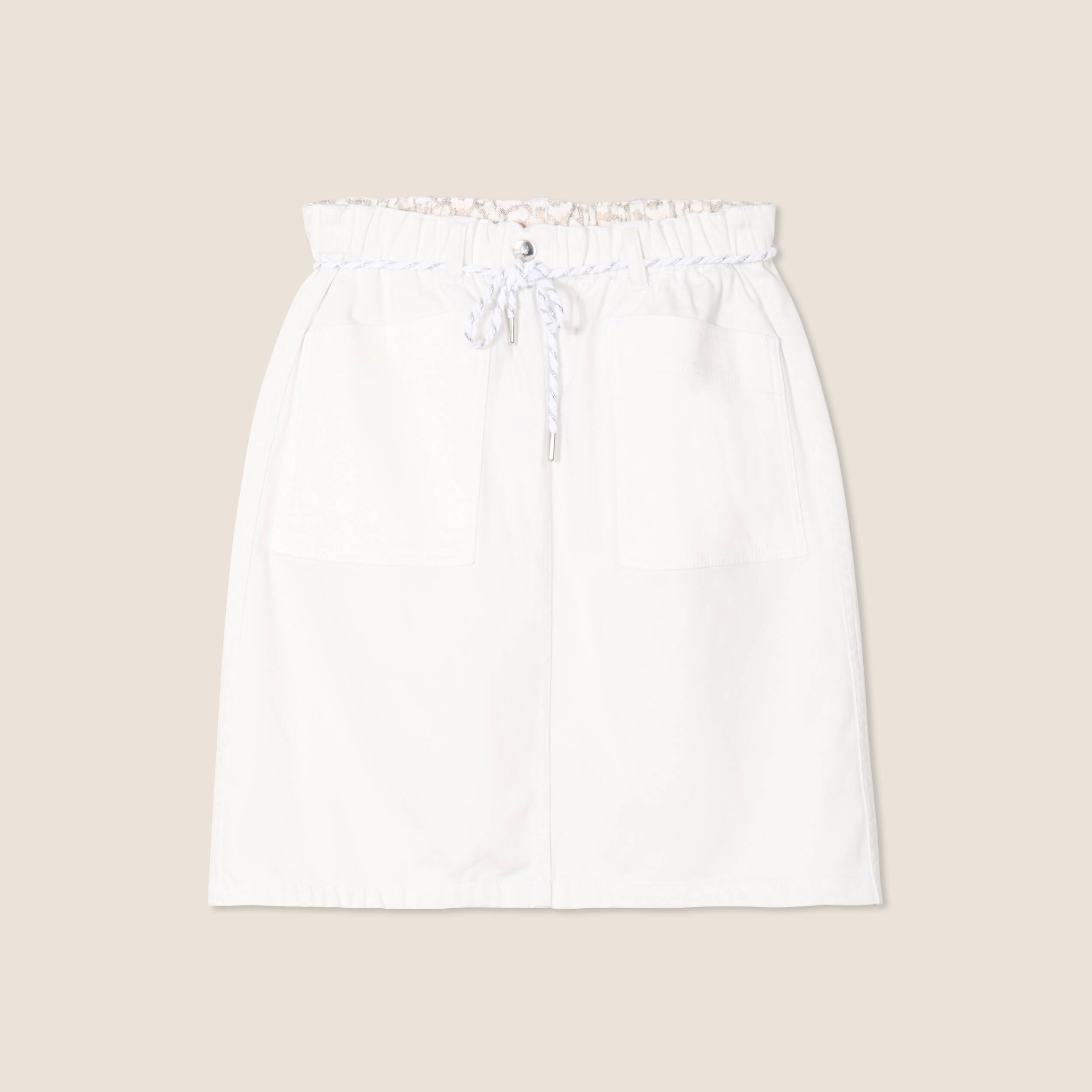 Jupe droite réversible blanc femme