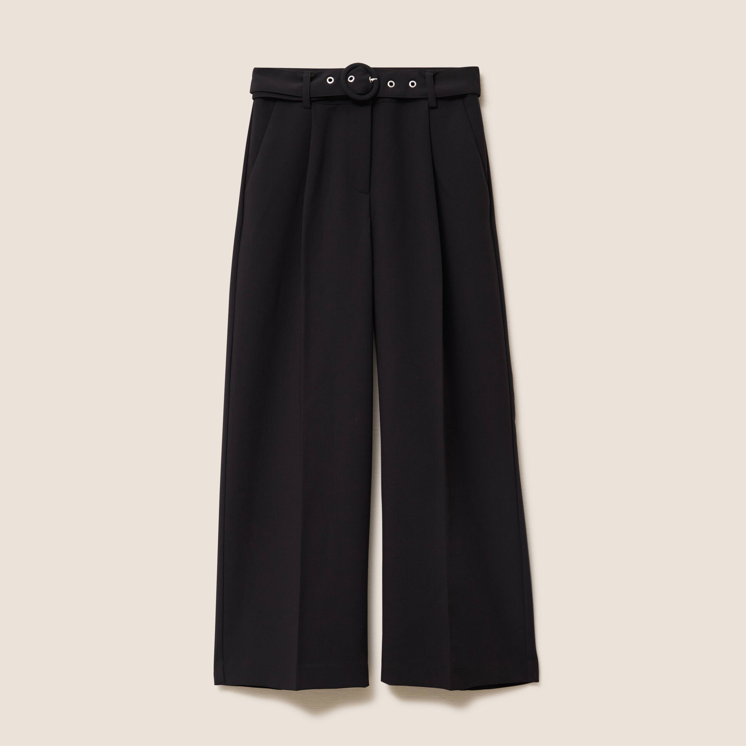 Pantalon droit 7/8&egrave;me taille haute noir femme