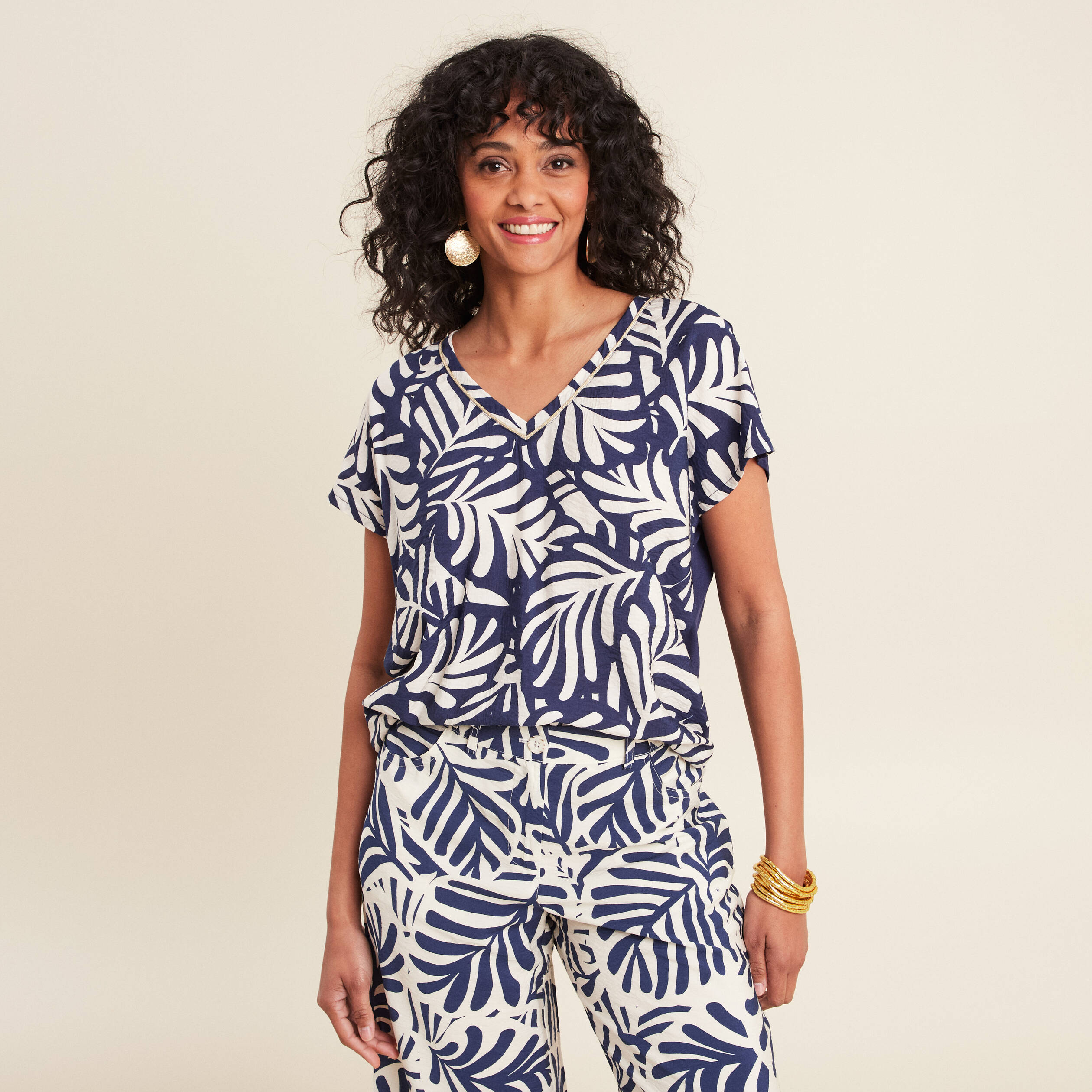 T-shirt manches courtes bleu femme