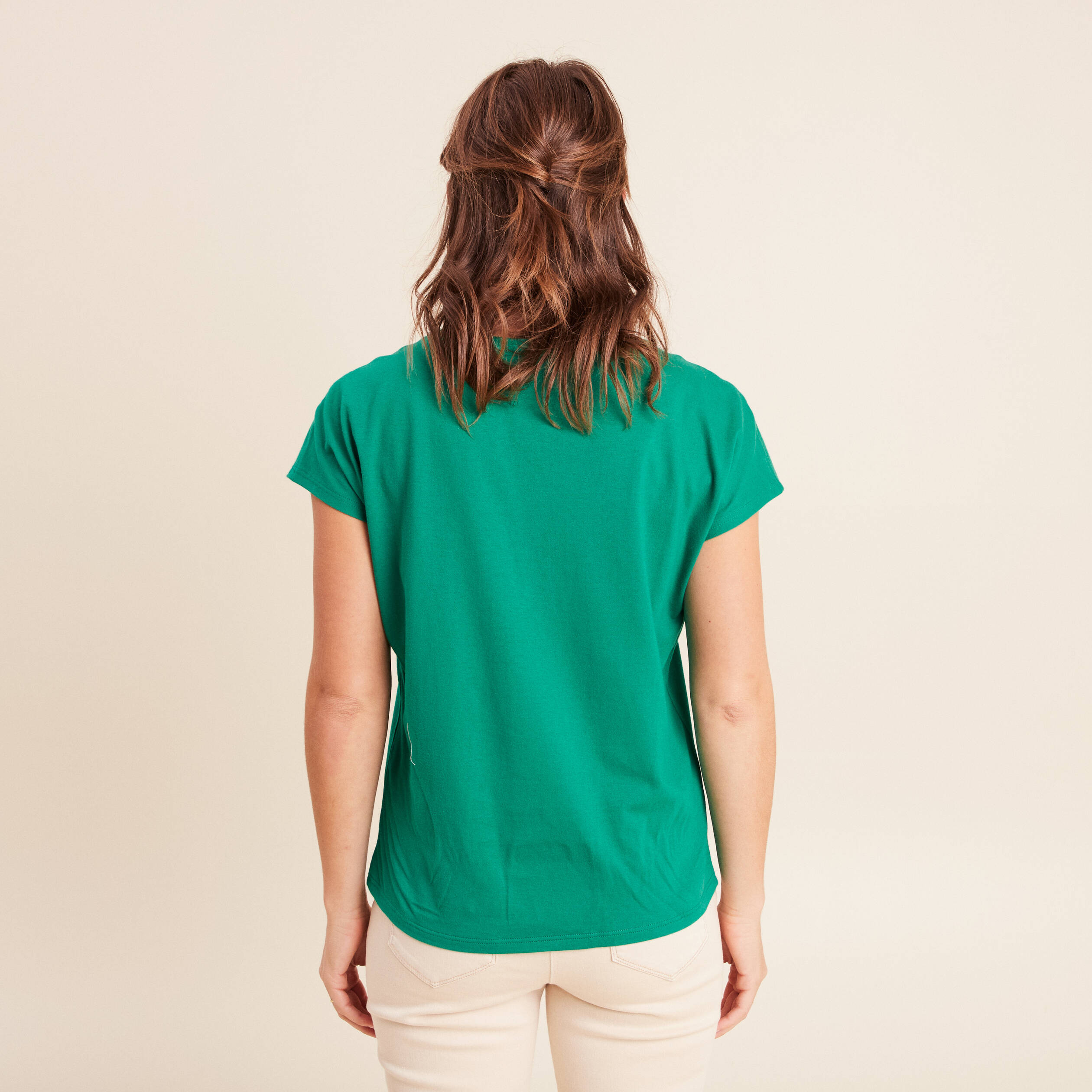 T-shirt col rond manches courtes vert menthe femme