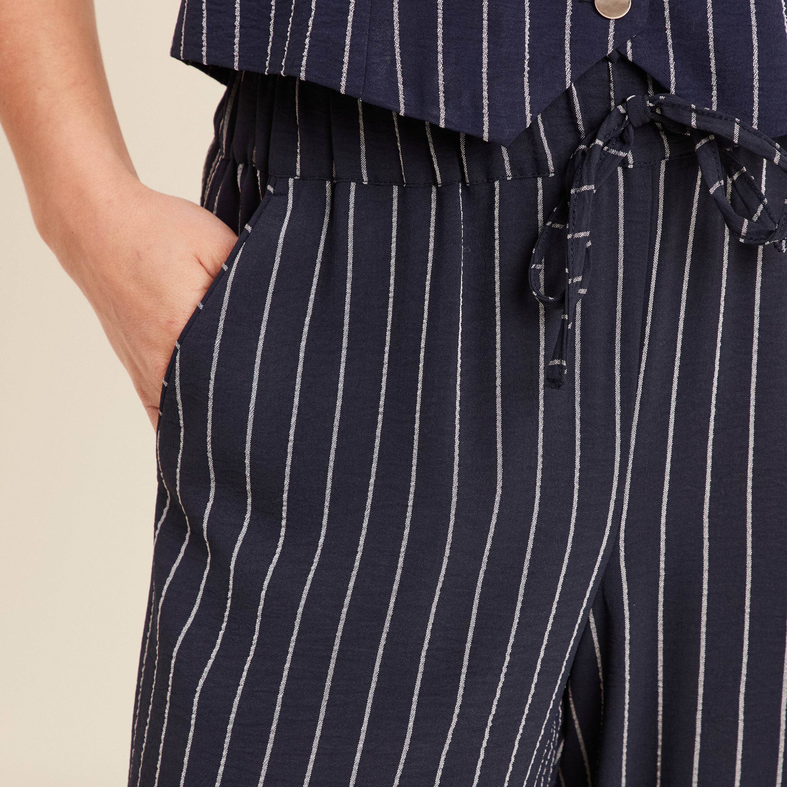 pantalon large taille haute bleu fonce femme Pantalon large taille haute bleu foncé femme