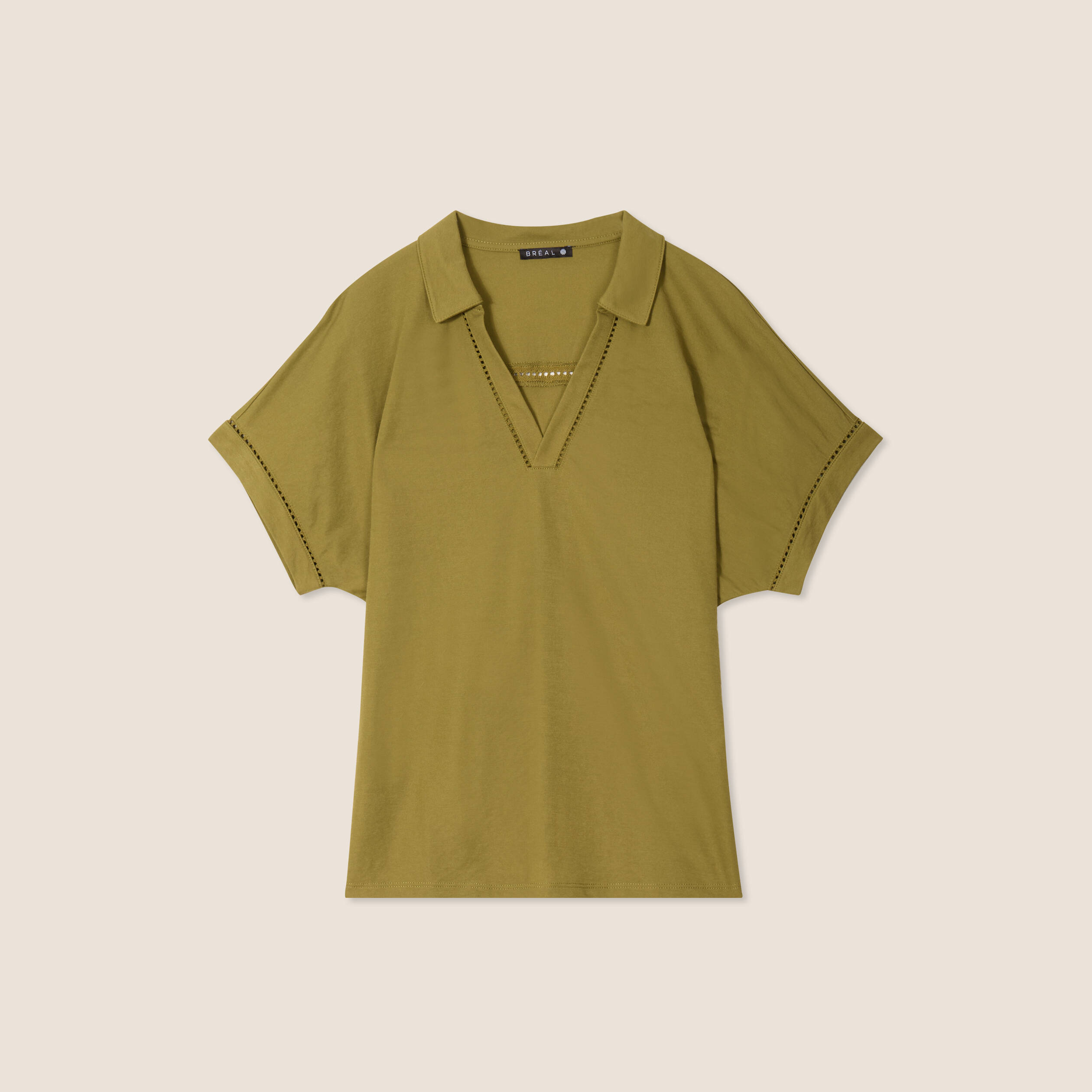 T-shirt manches courtes vert kaki femme