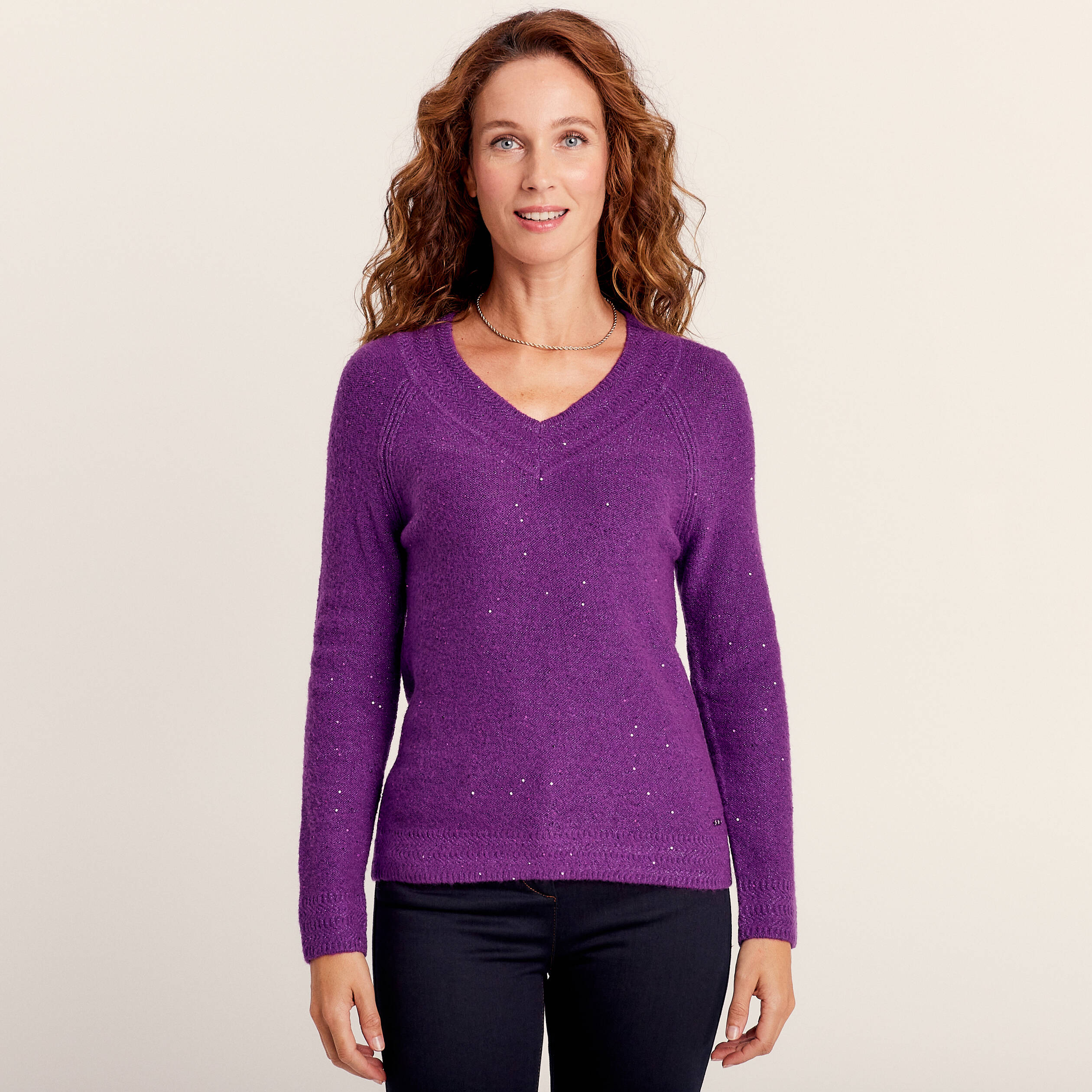 Pull manches longues violet fonce femme Breal