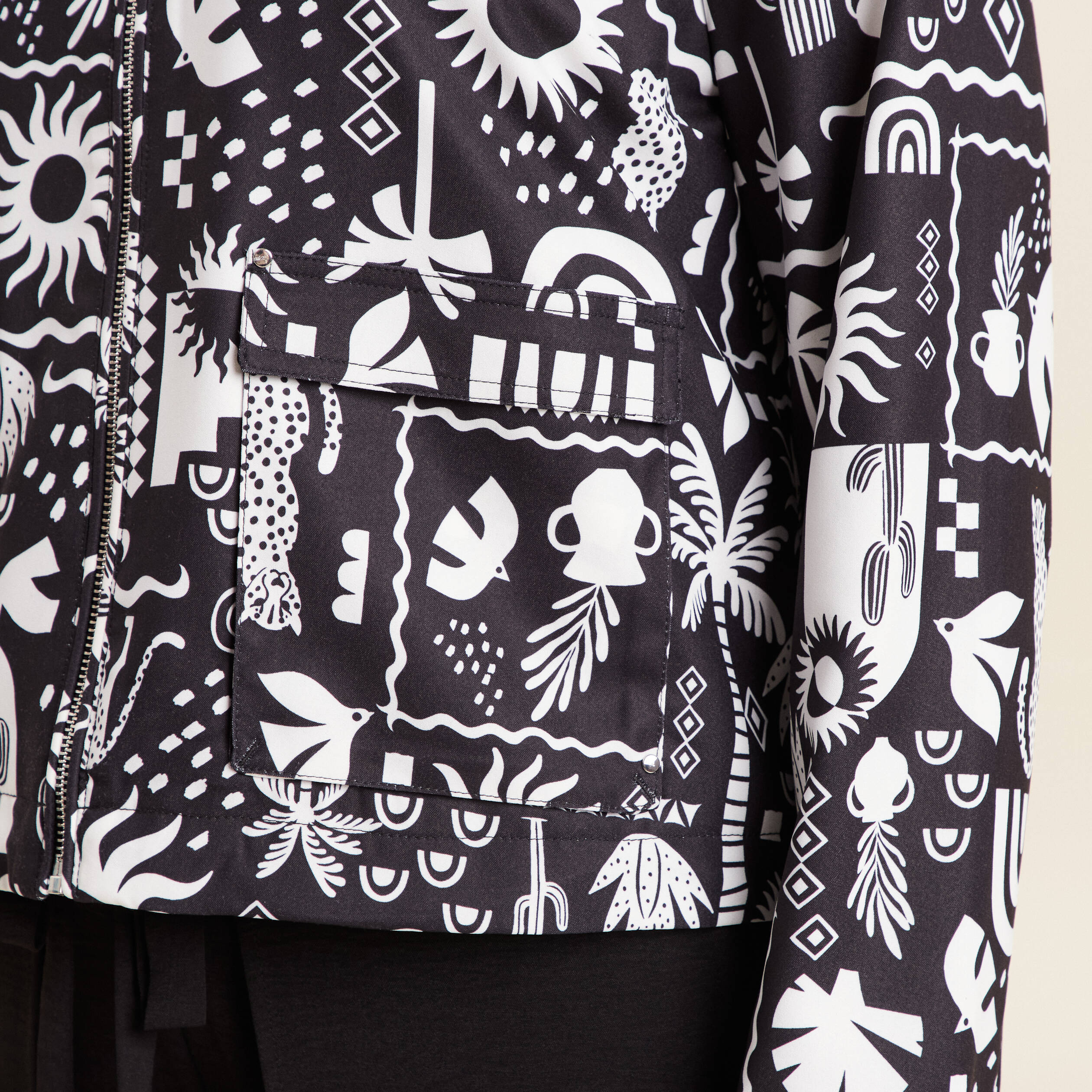 Blouson zippé 2 poches noir femme