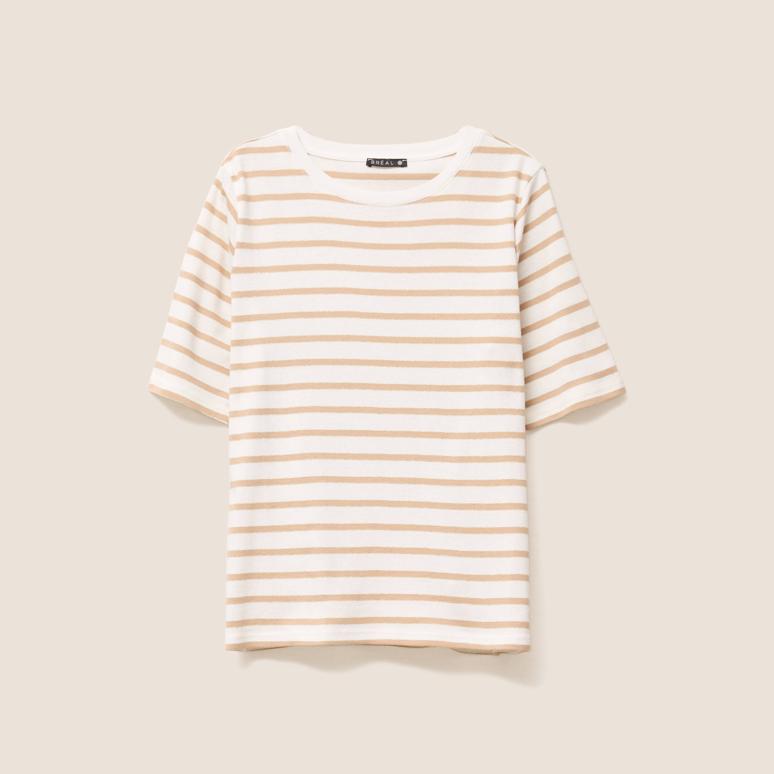 t shirt col rond marron clair femme T-shirt col rond marron clair femme