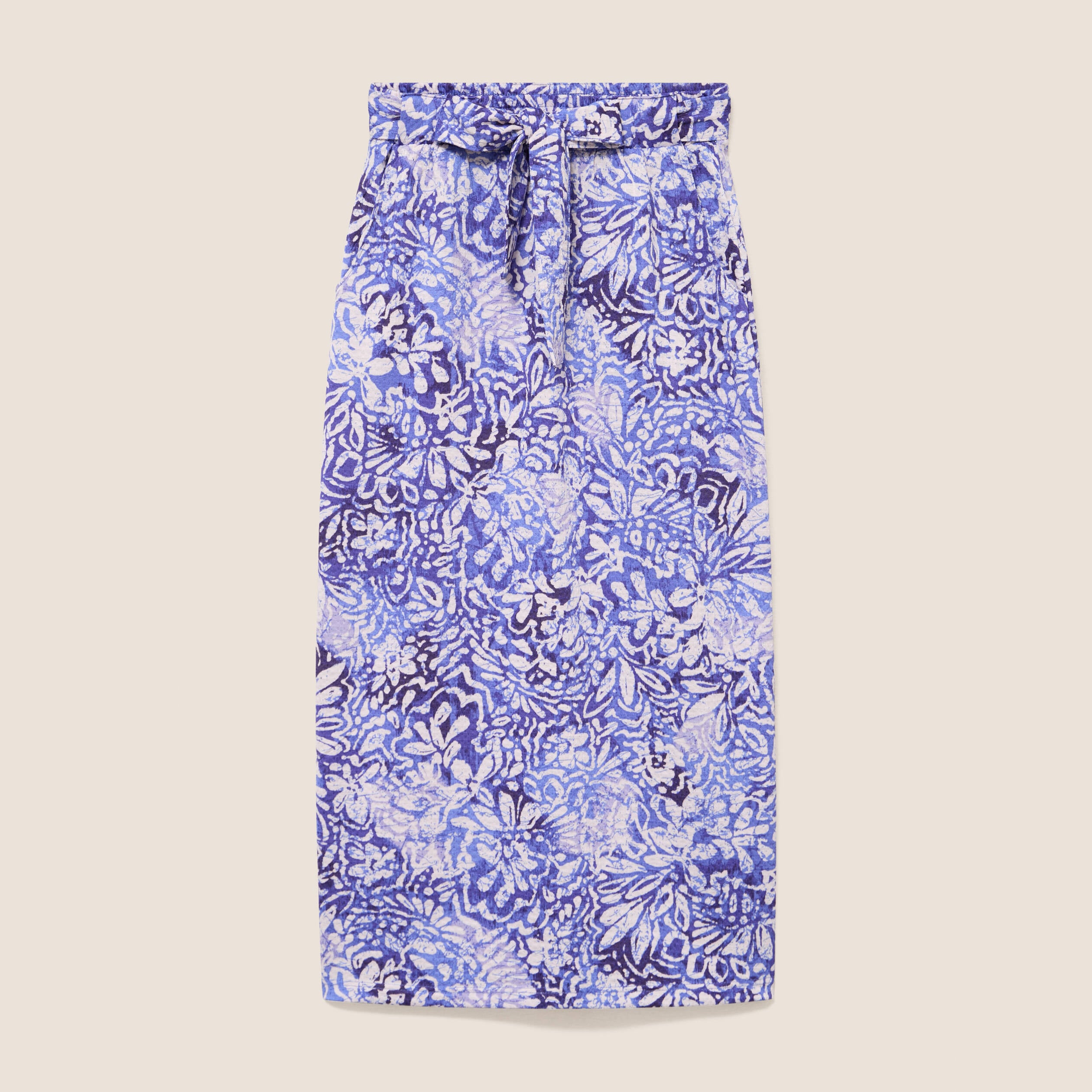 Jupe midi droite bleu femme