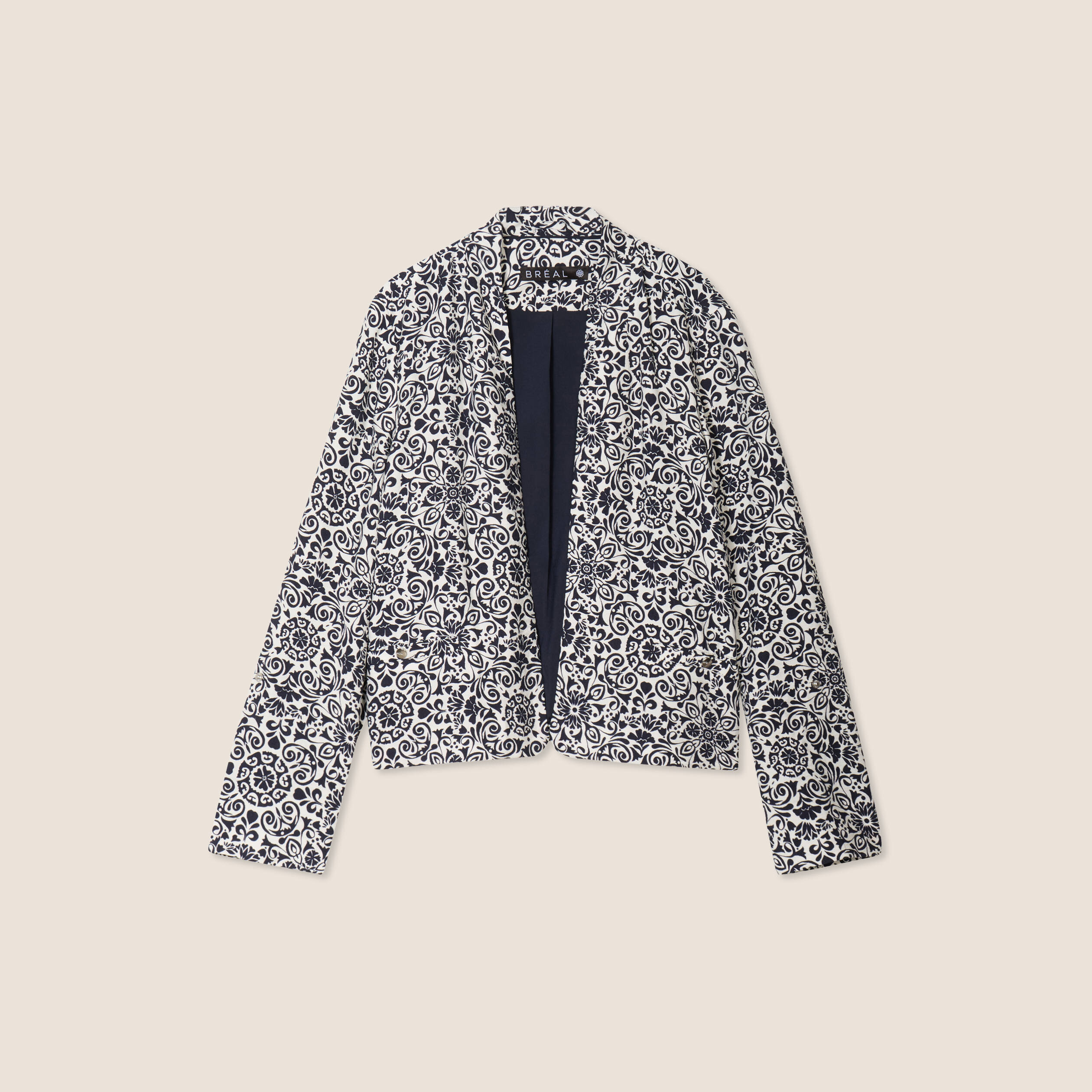 Veste ouverte doublée bleu marine femme