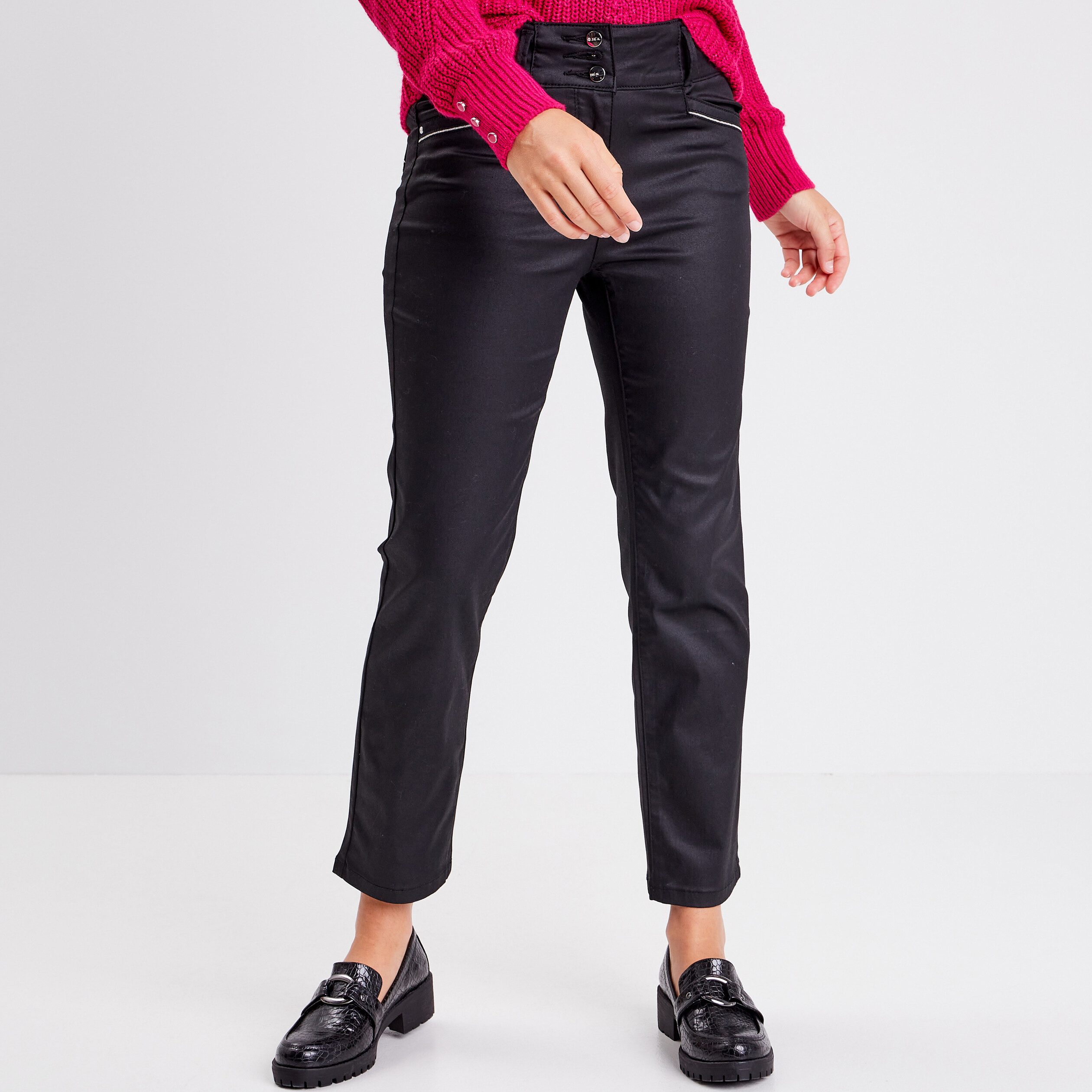 Pantalon droit noir femme