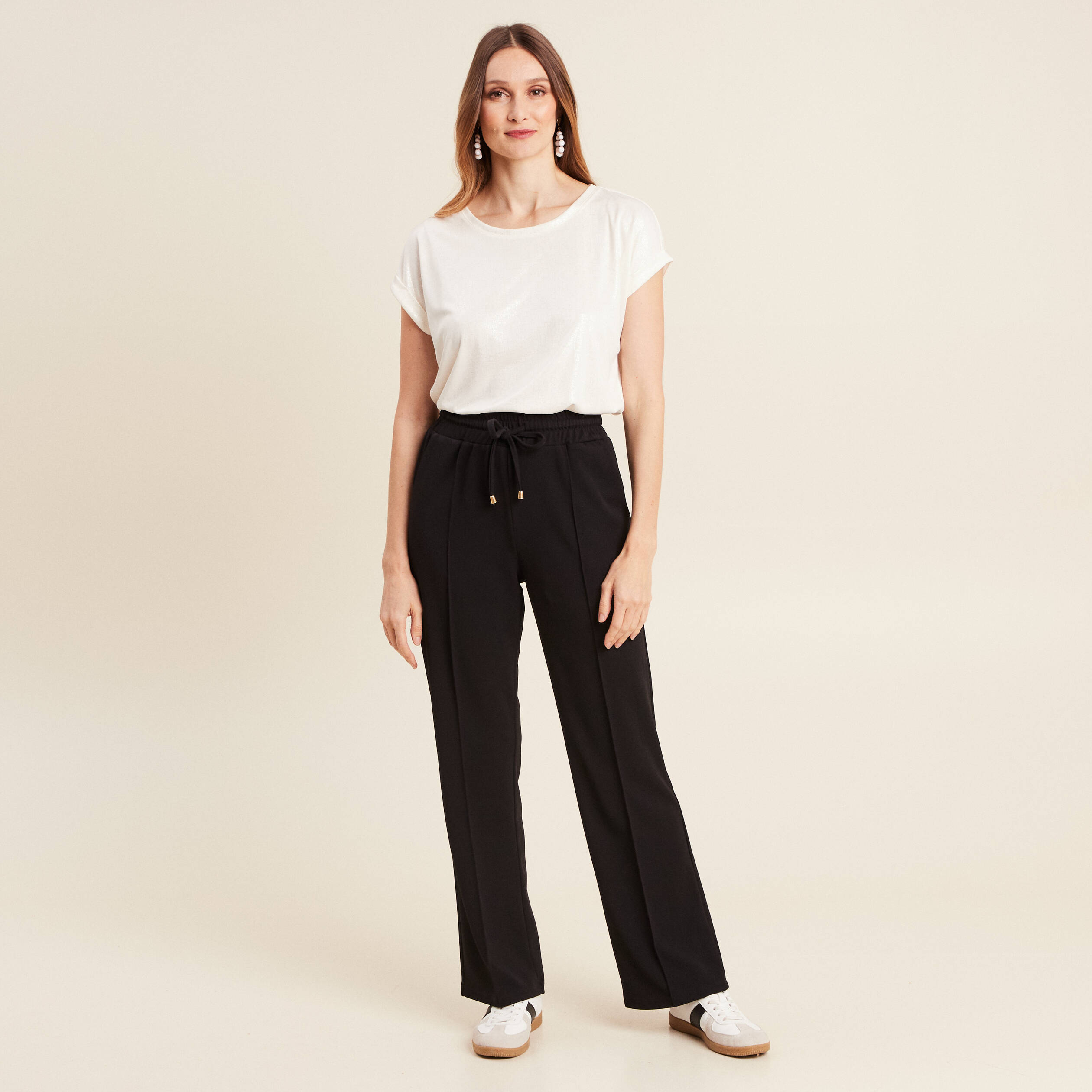pantalon droit taille haute noir femme Pantalon droit taille haute noir femme