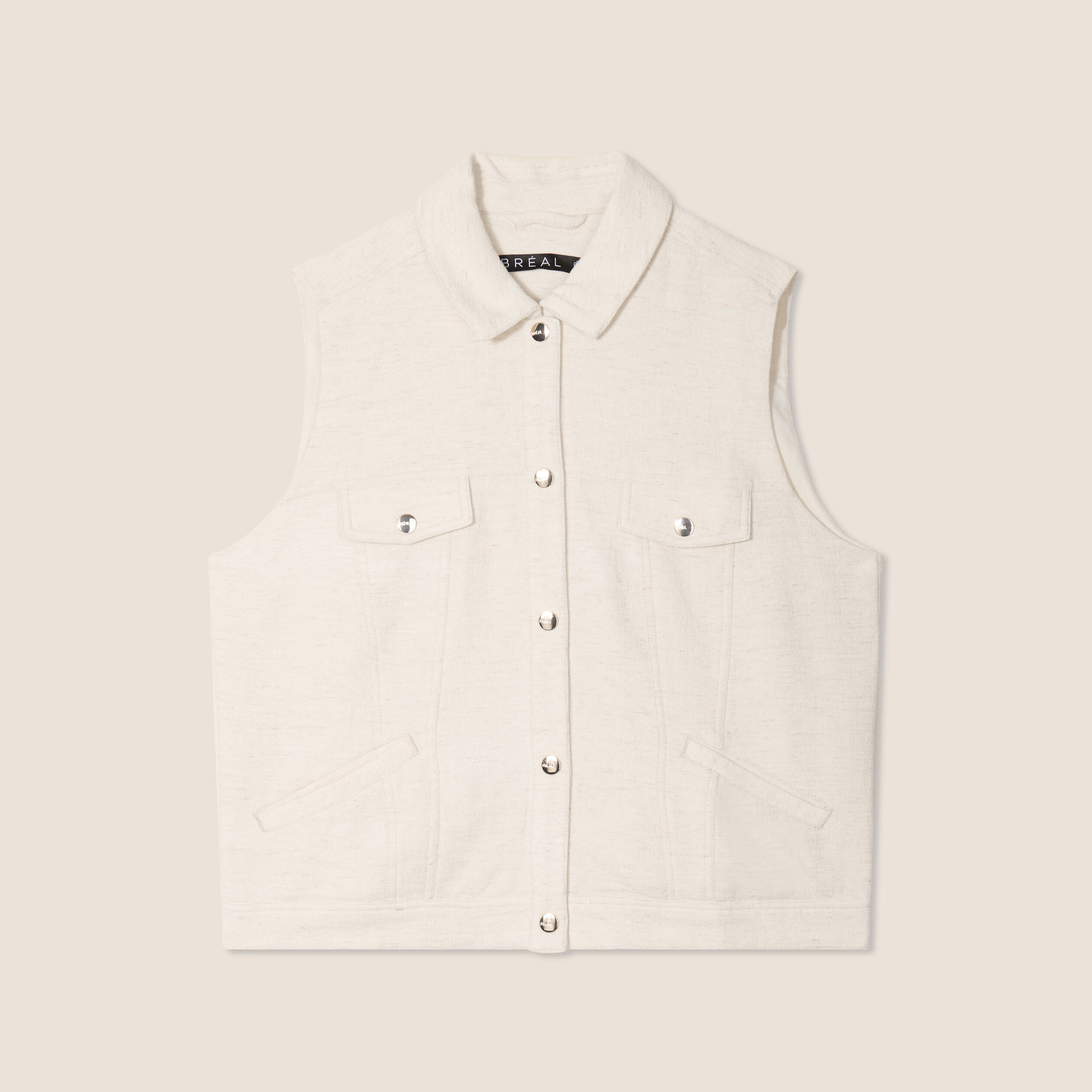 Blouson sans manches cintr&eacute; ecru femme