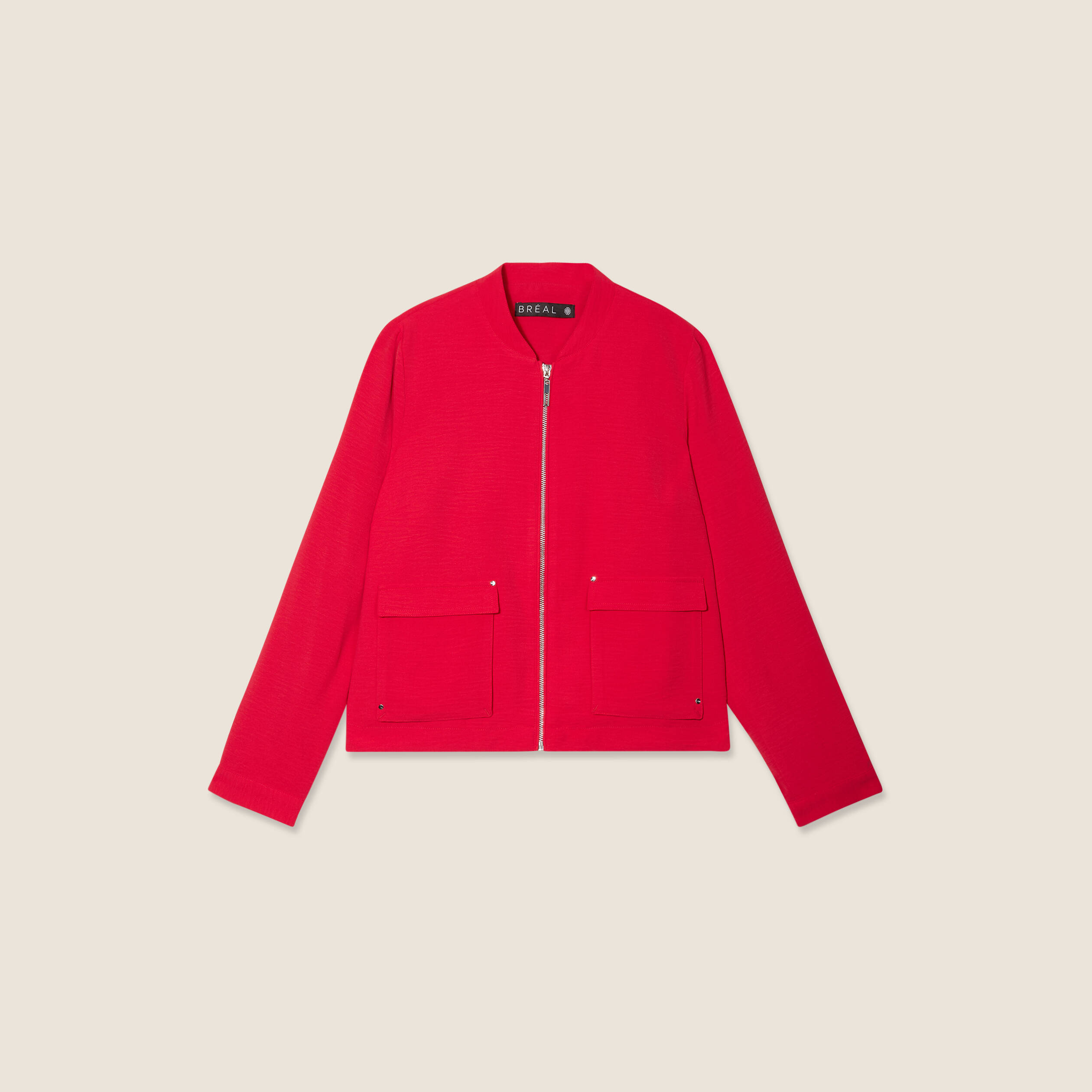 Blouson zippé 2 poches rouge femme