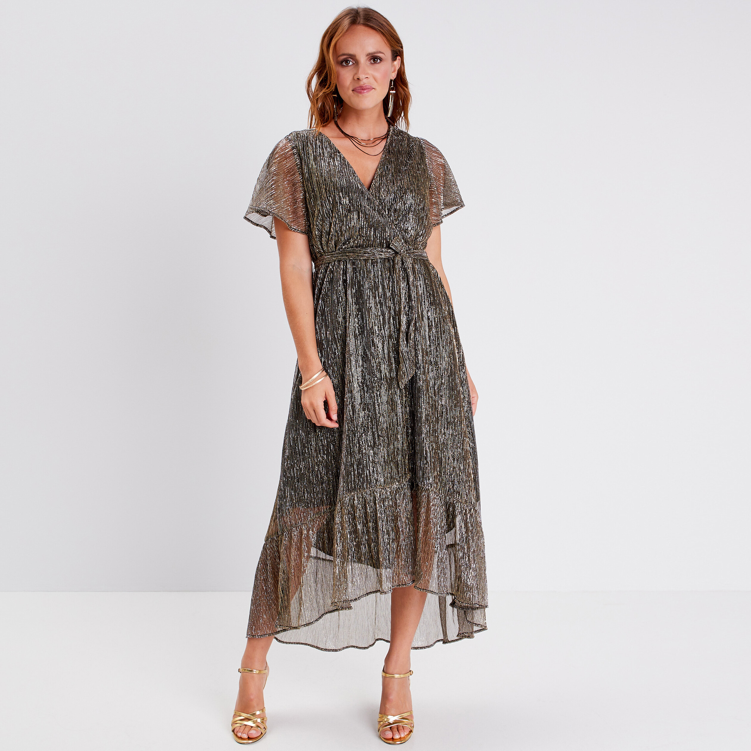 Robe longue couleur or sales