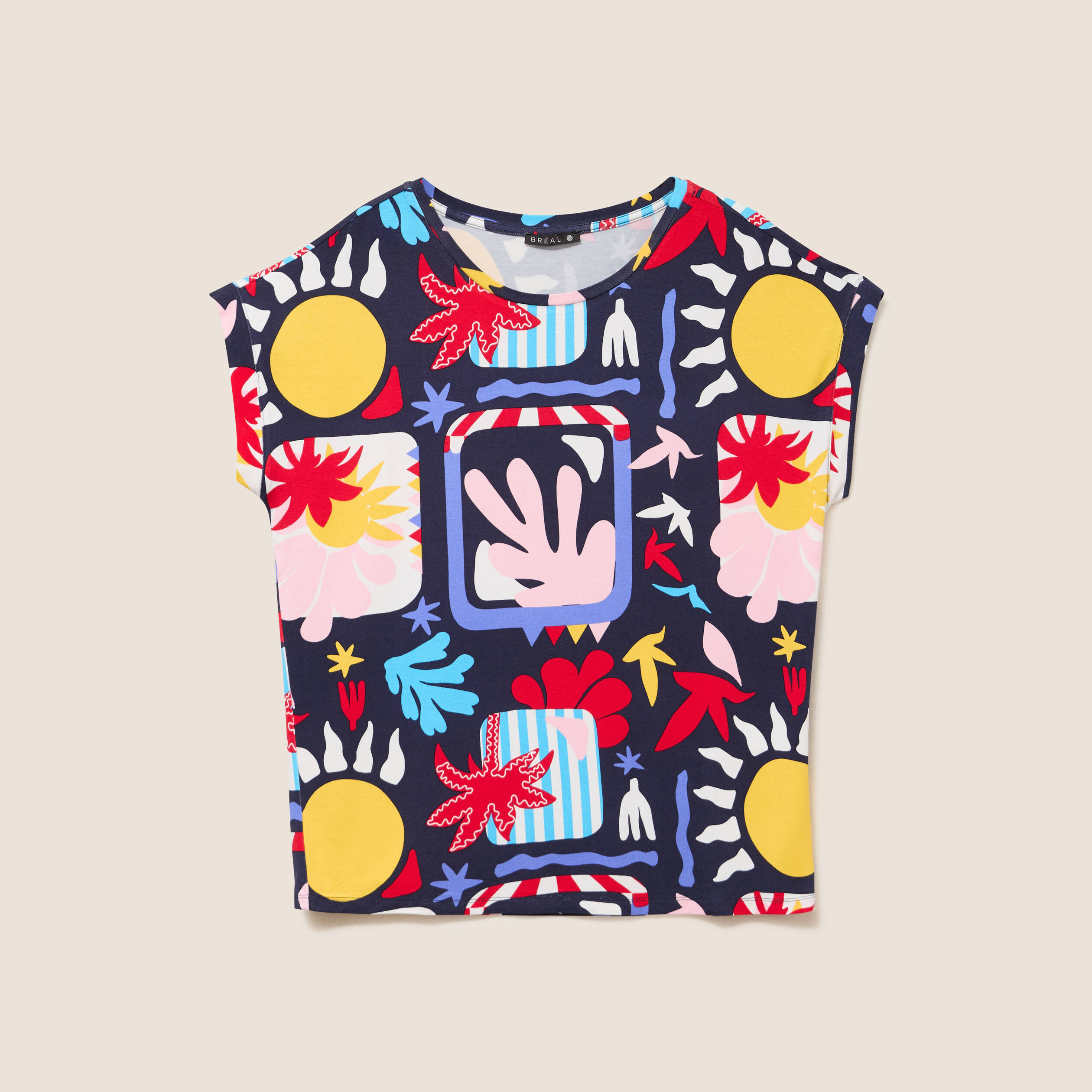 T-shirt manches courtes multicolore femme