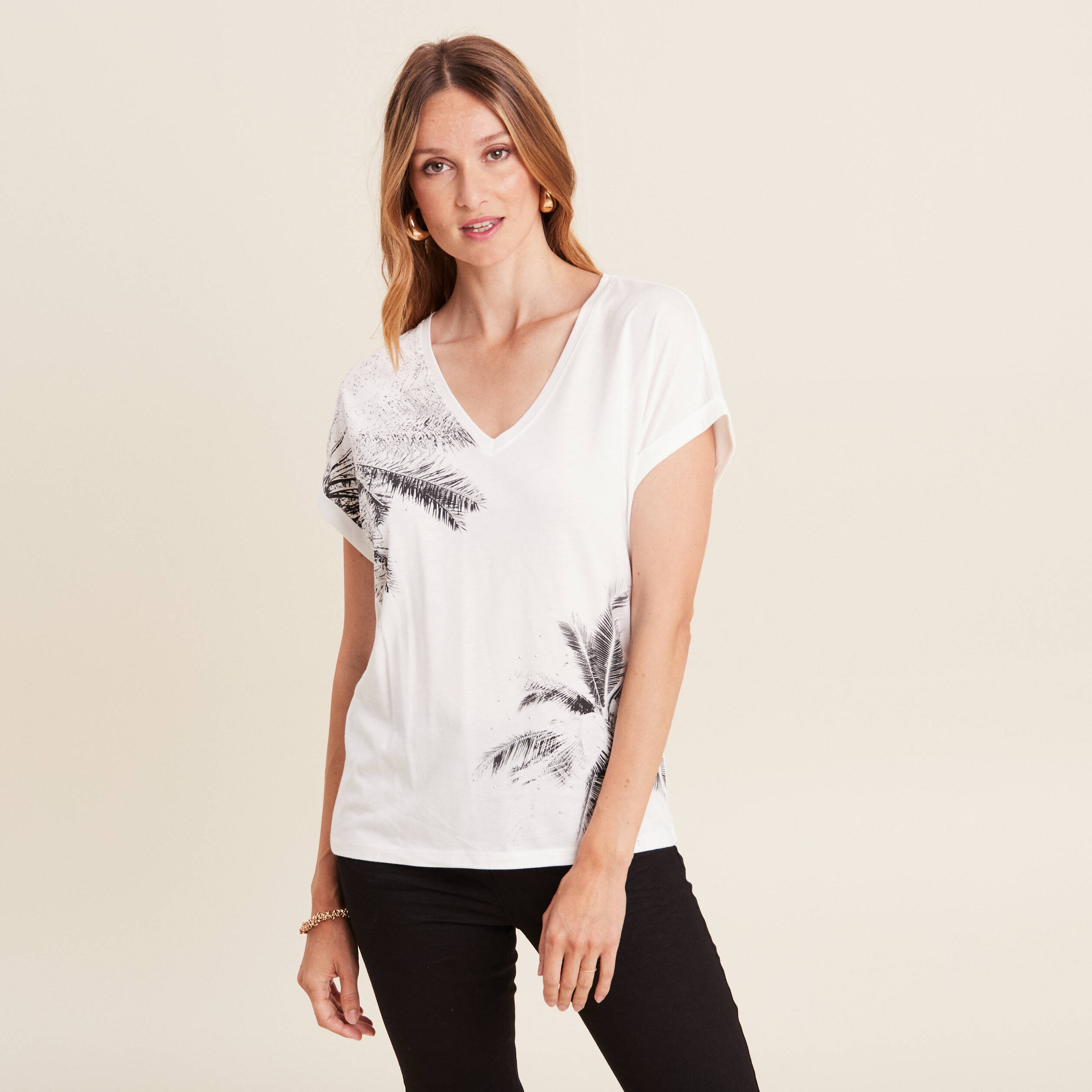 T-shirt manches courtes blanc femme