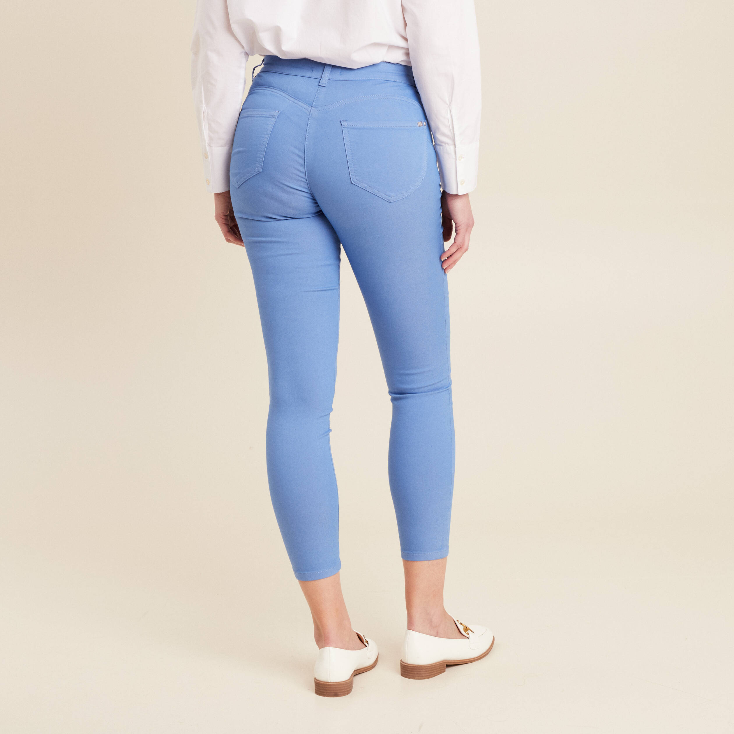 Pantalon léger taille standard 7/8ème bleu ciel femme