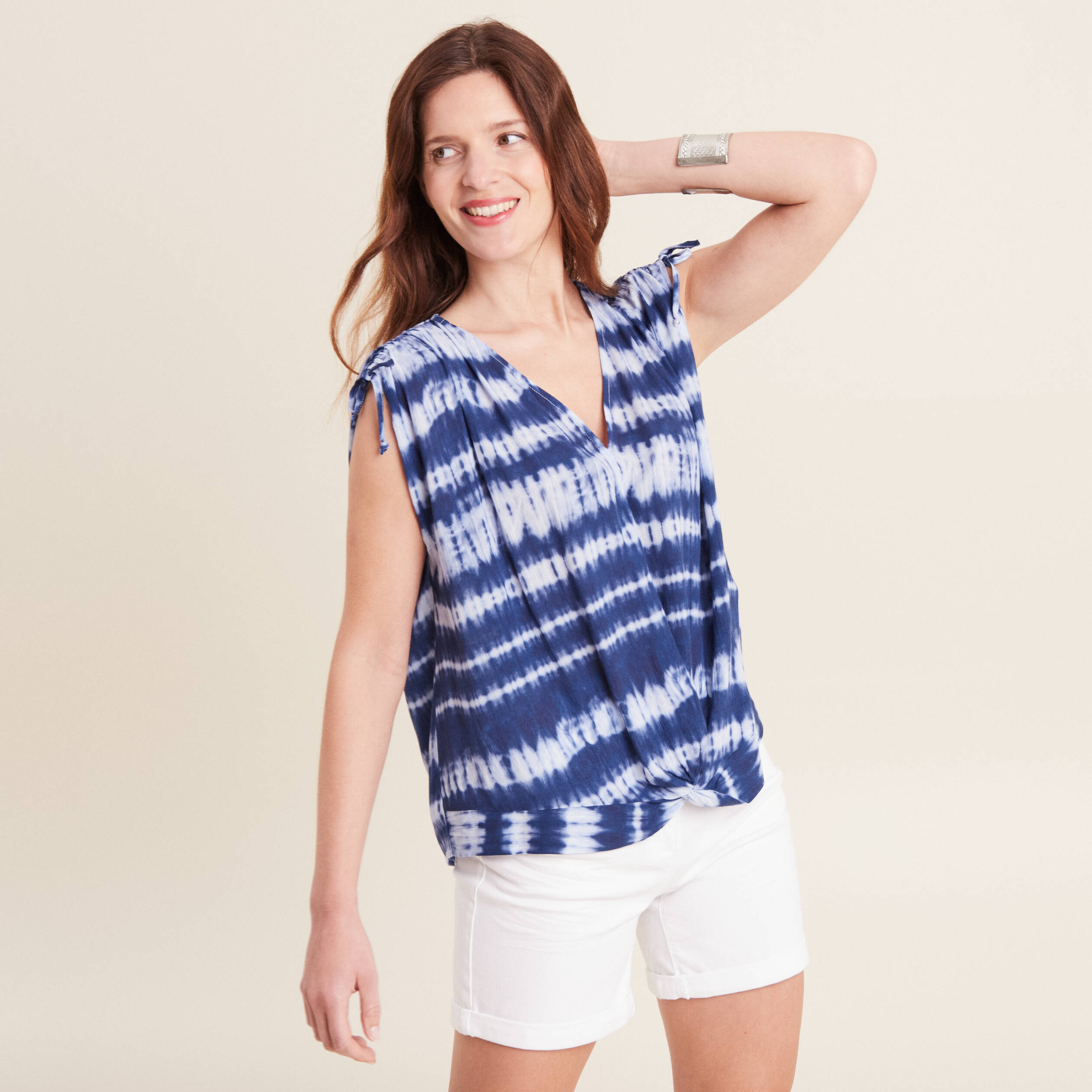 Blouse sans manches bleu femme
