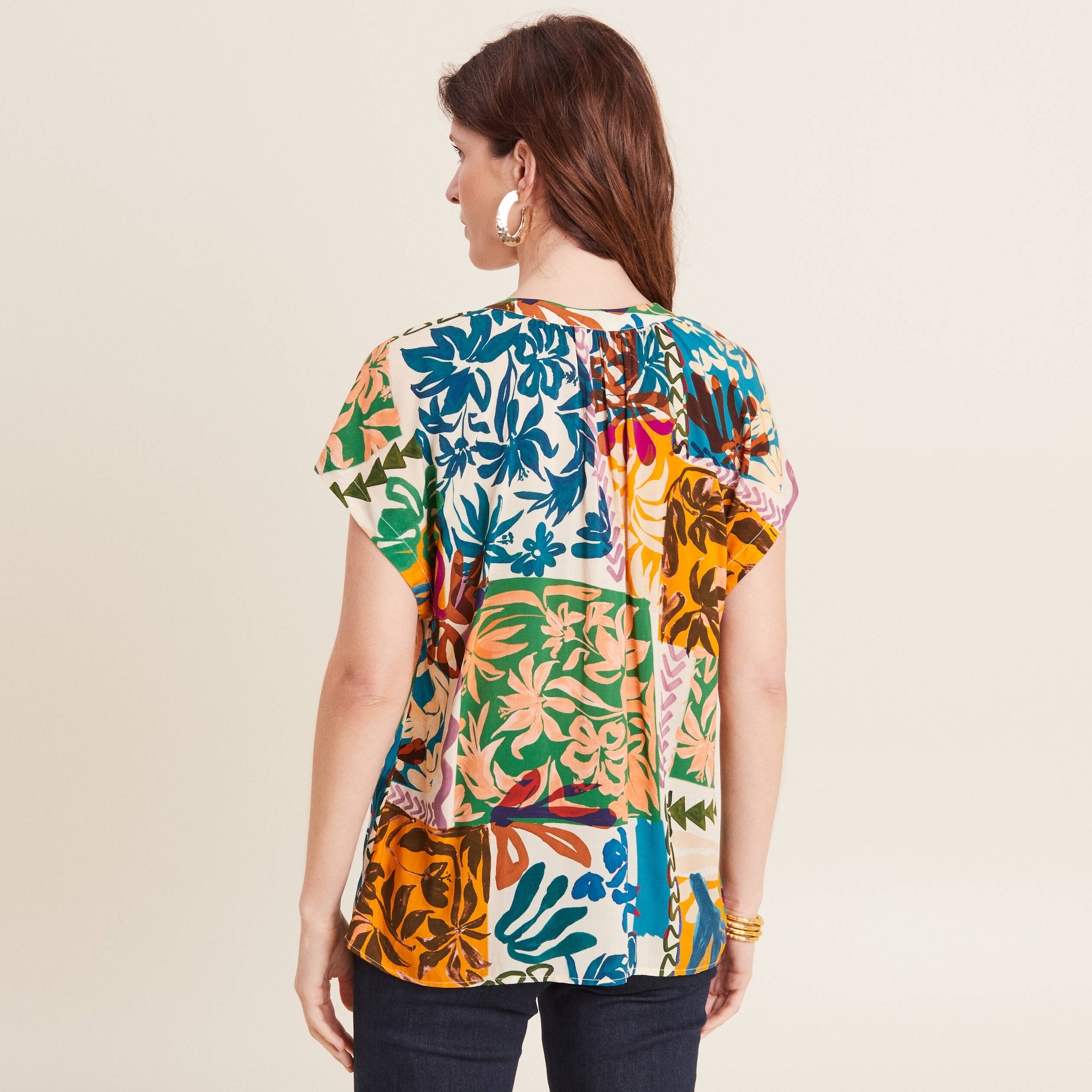 Blouse manches courtes multicolore femme