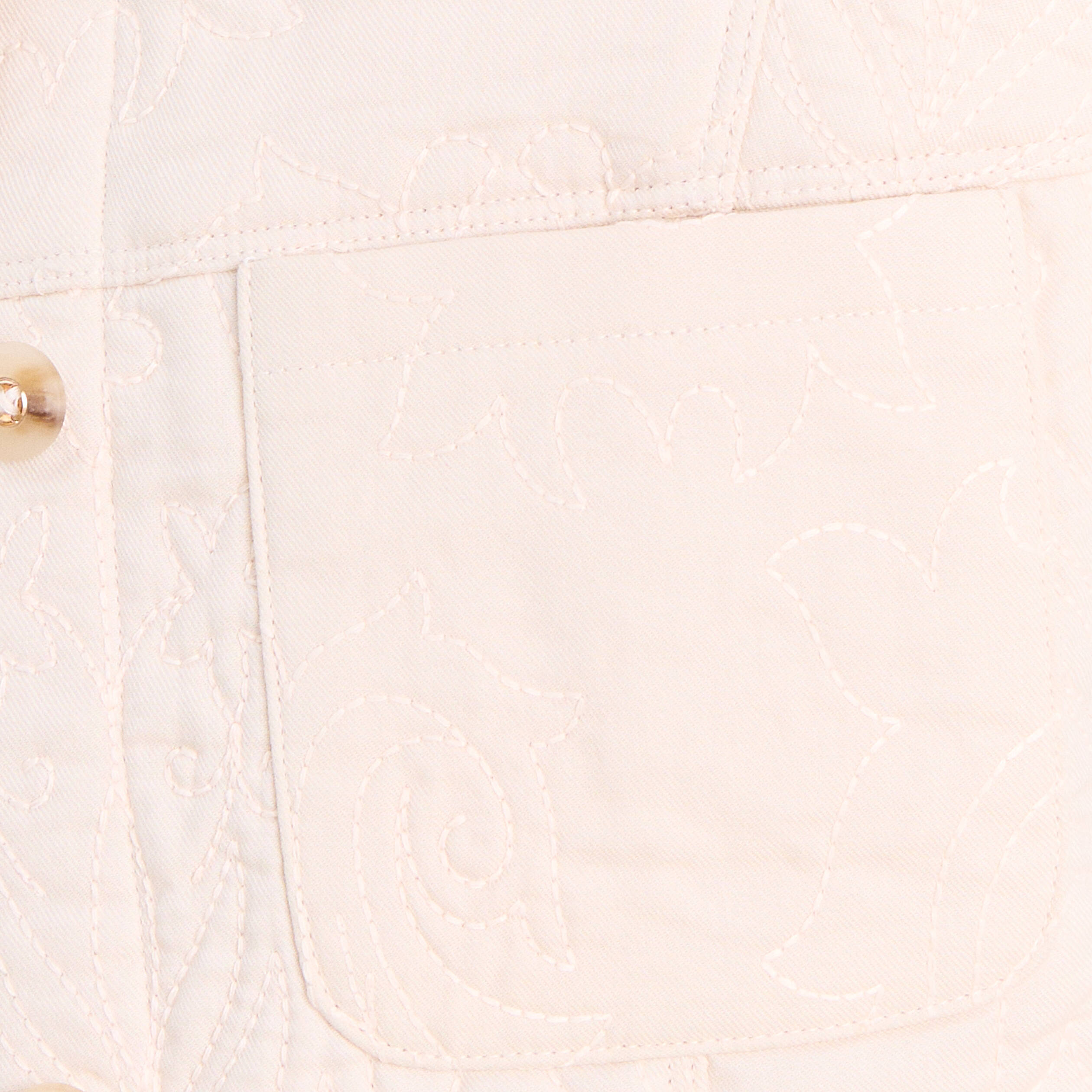 Gilet sans manches doubl&eacute; coton ecru femme
