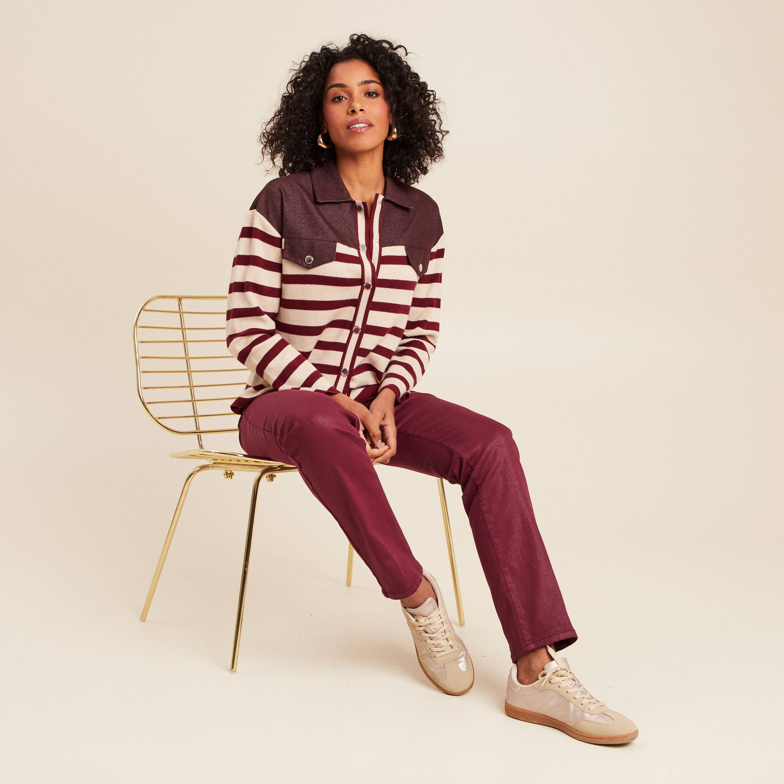 Pantalon magique L'Unique effet brillant bordeaux femme