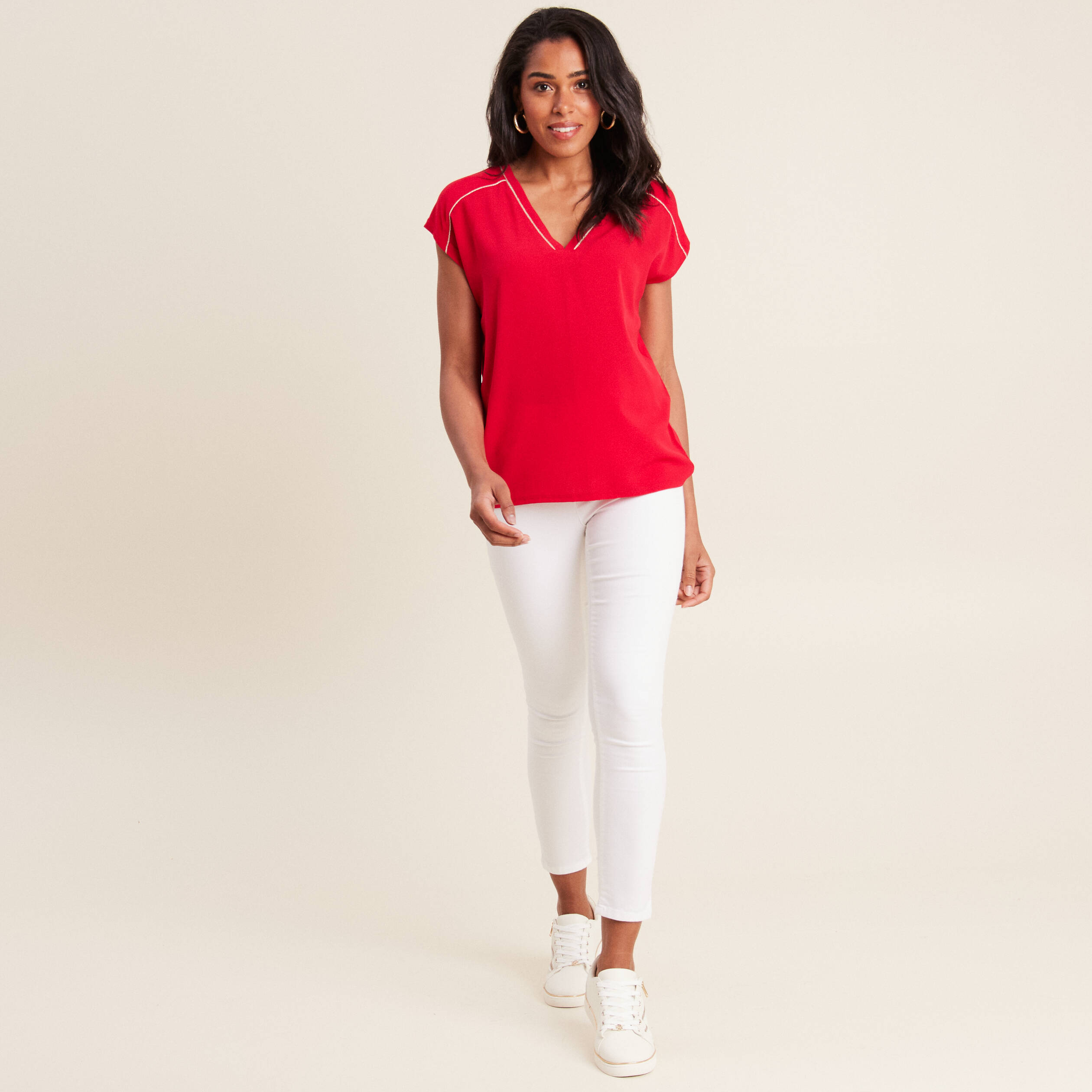 T shirt manches courtes rouge femme Breal