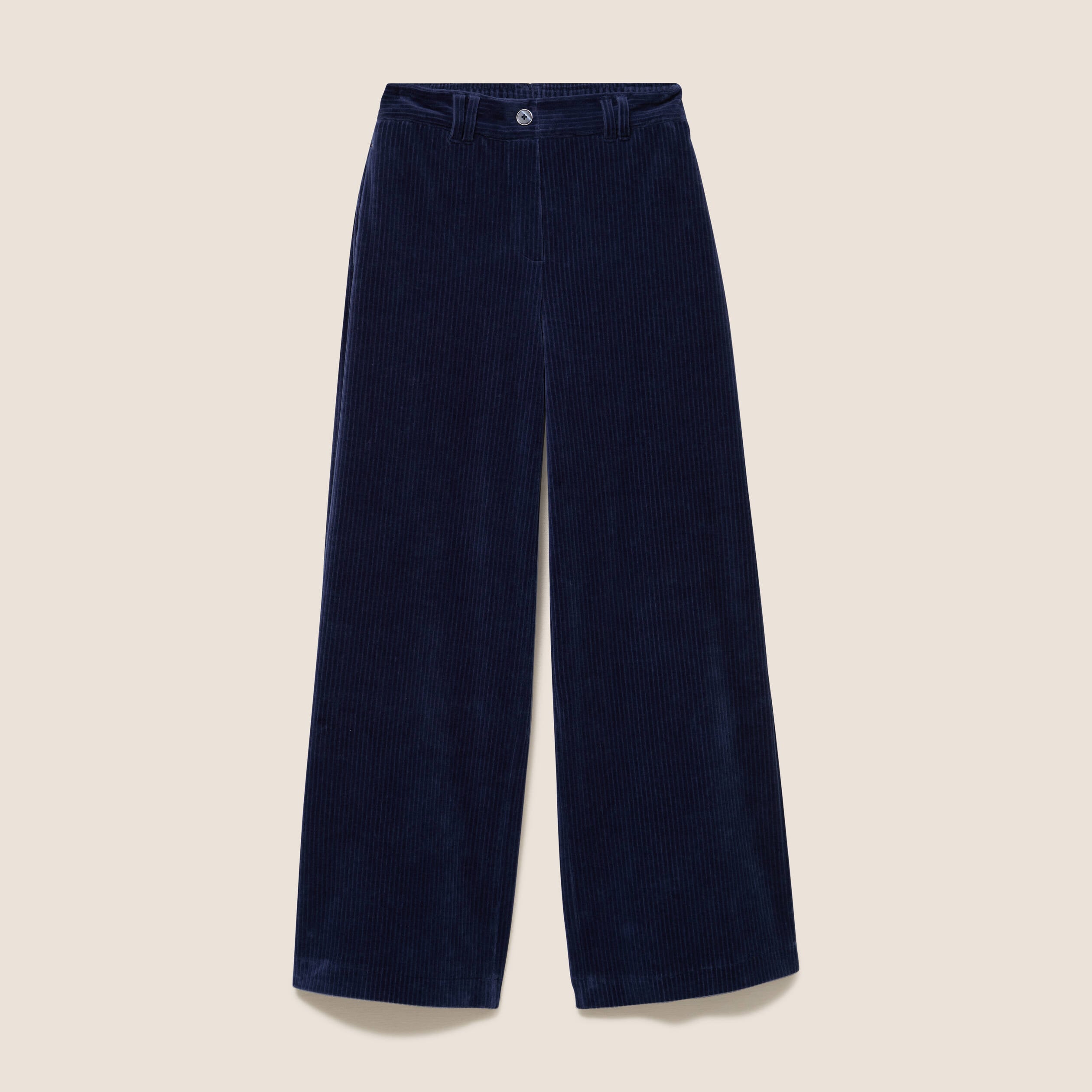 Pantalon en velours bleu marine femme