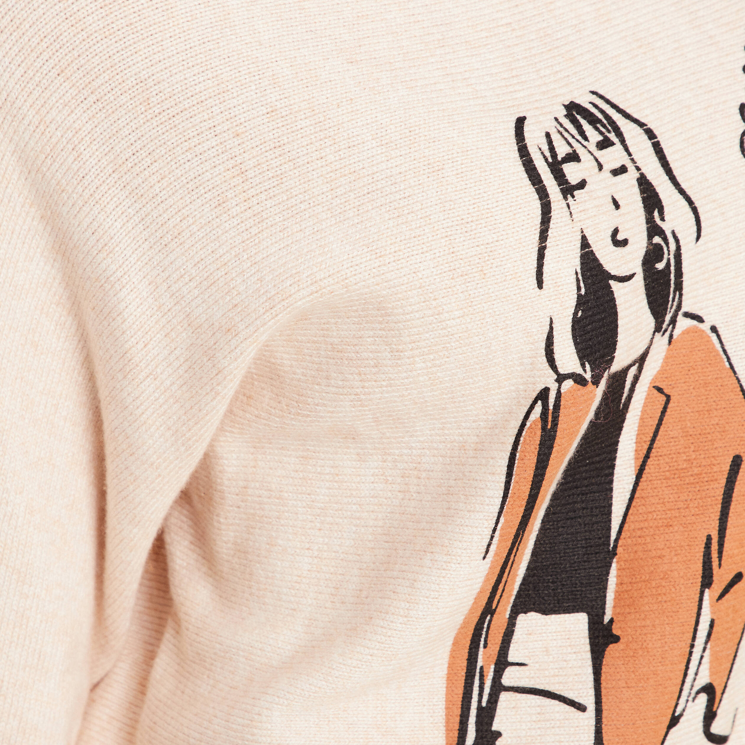 Pull col rond manches longues creme femme