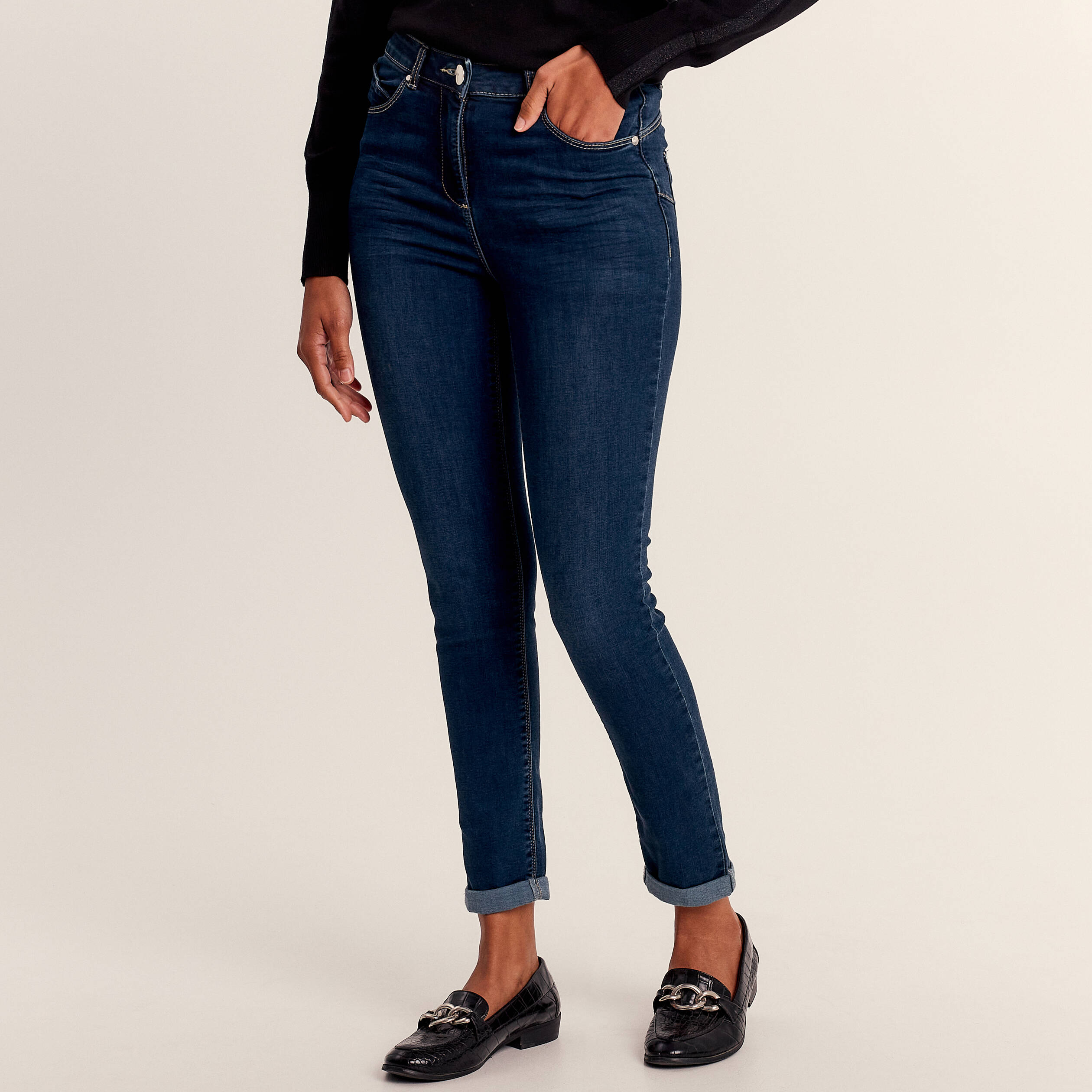 Jeans ajust taille standard denim brut femme Br al