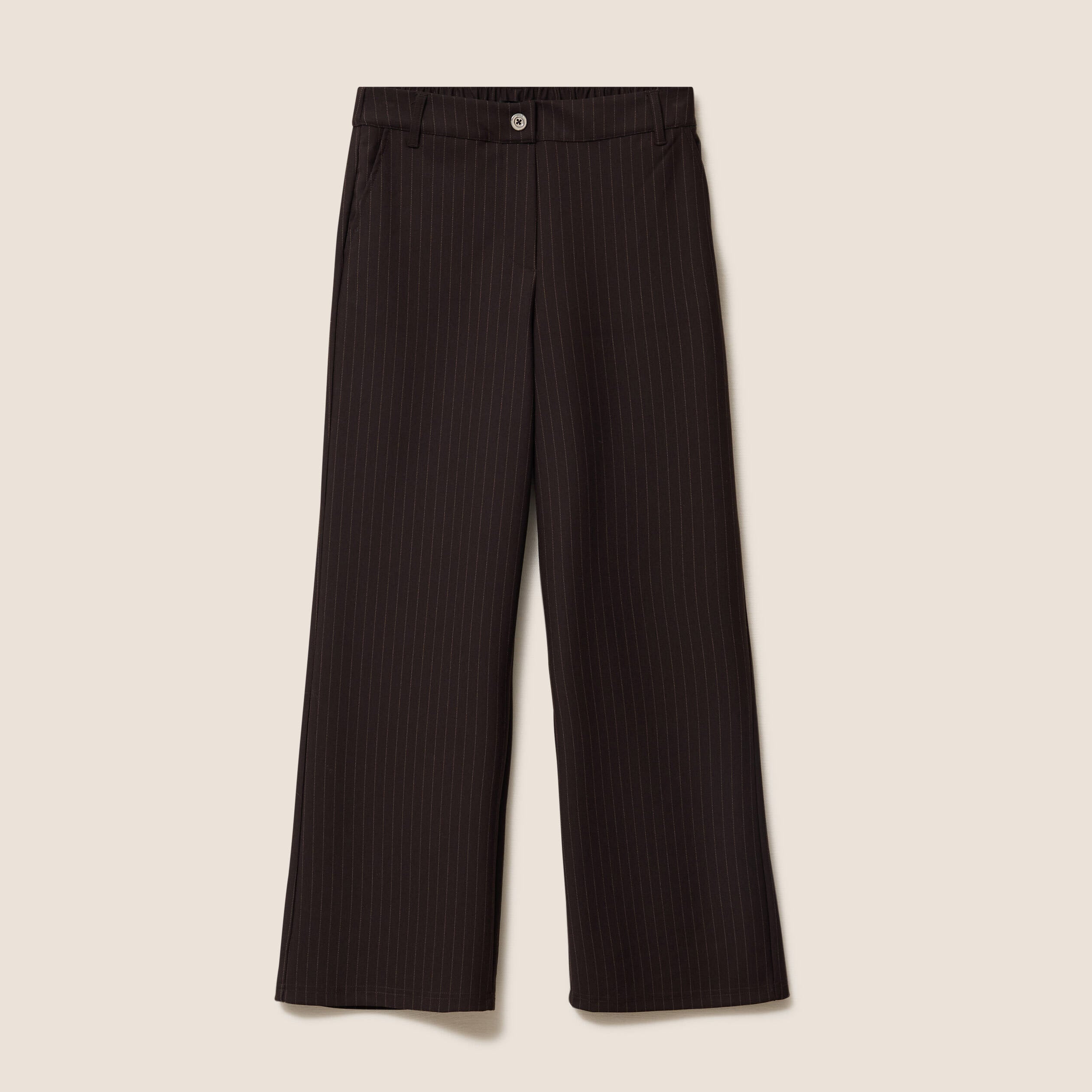 Pantalon large 7/8&egrave;me marron femme