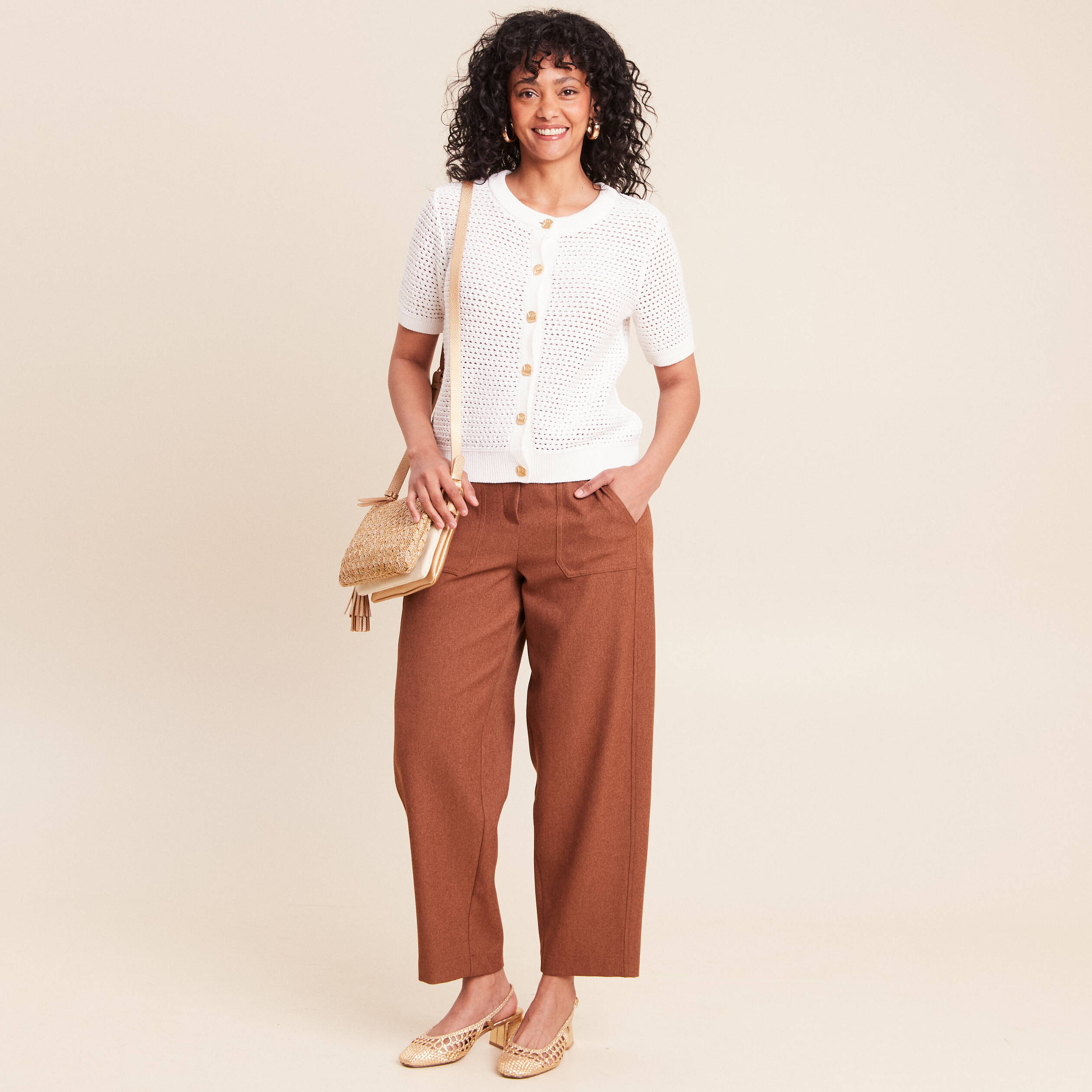 Pantalon camel femme