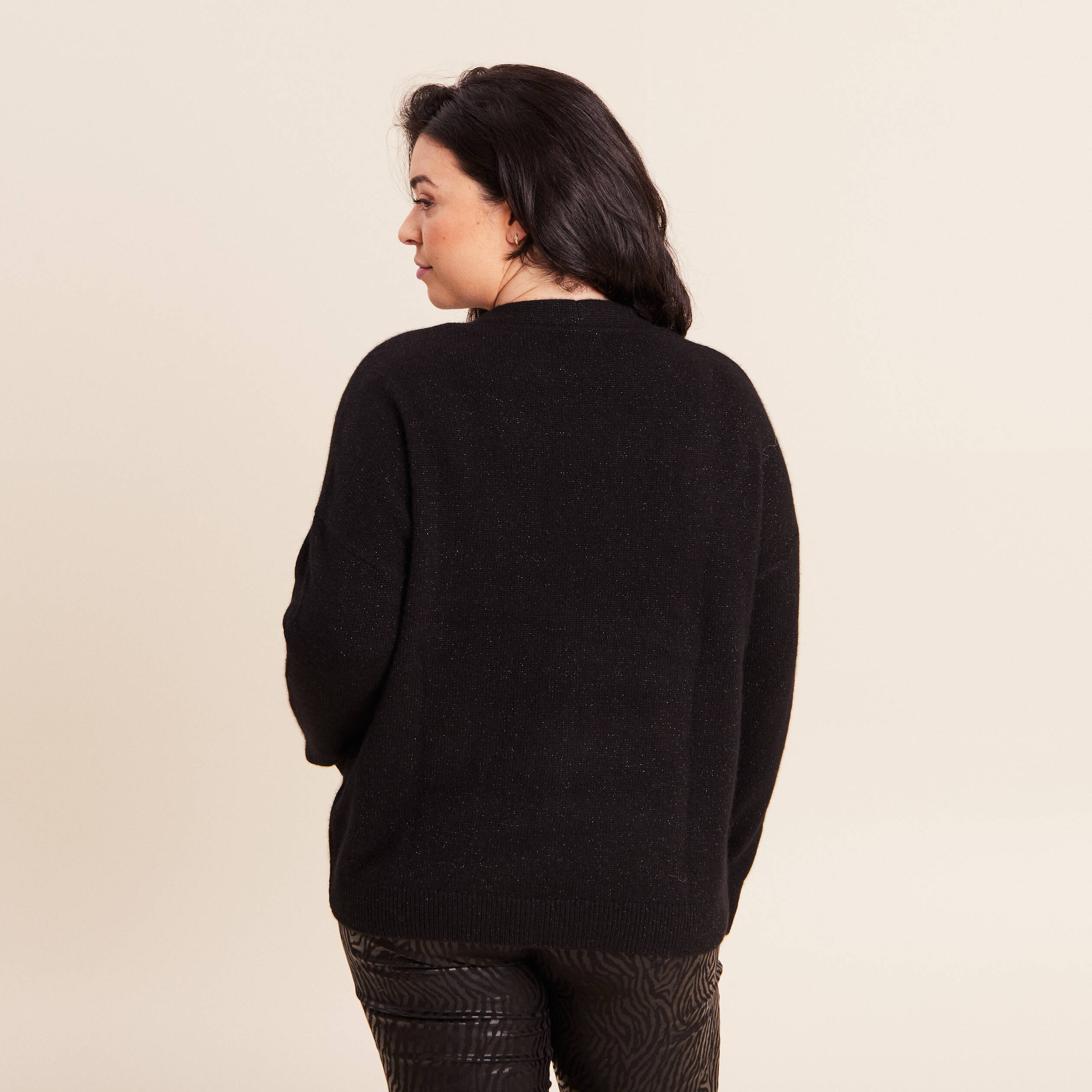 Pull en cachemire col v noir femme