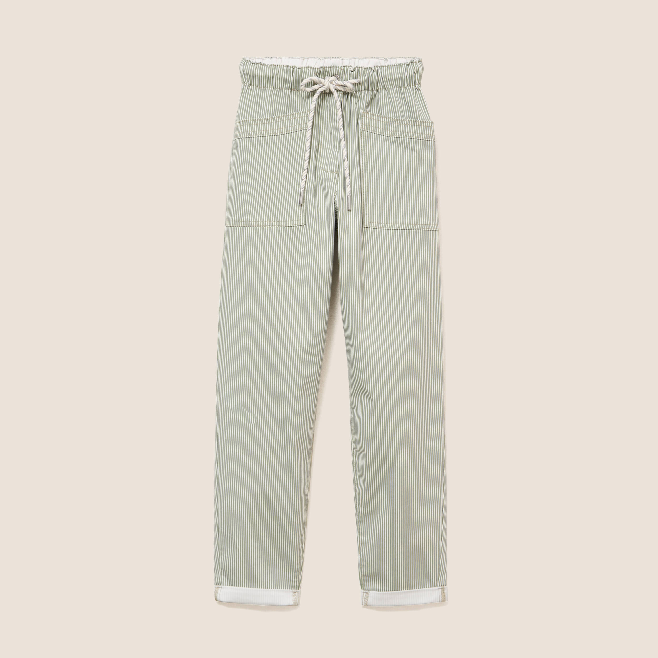 Pantalon coupe mom 7/8&egrave;me vert femme