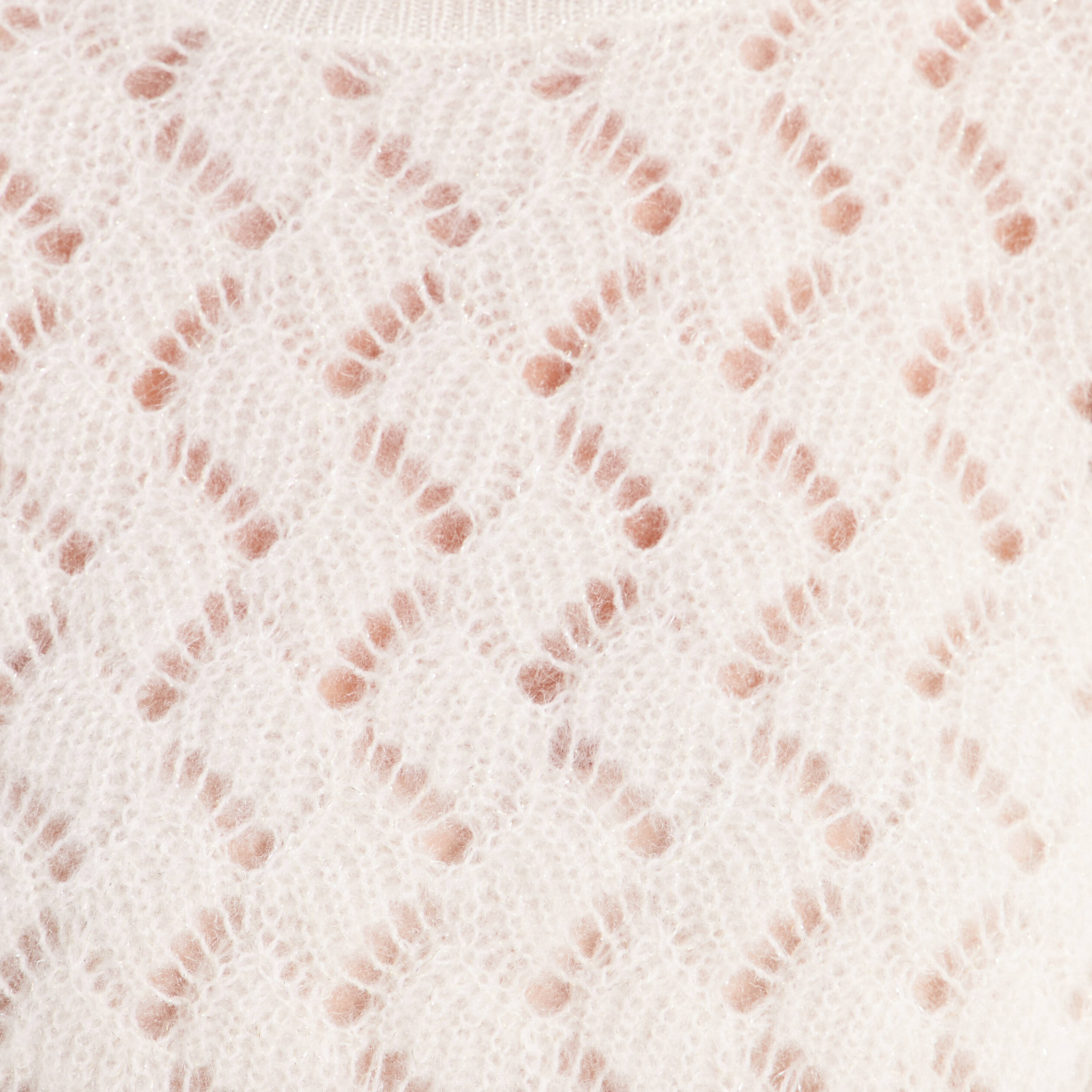 Pull manches longues ajour&eacute; ecru femme