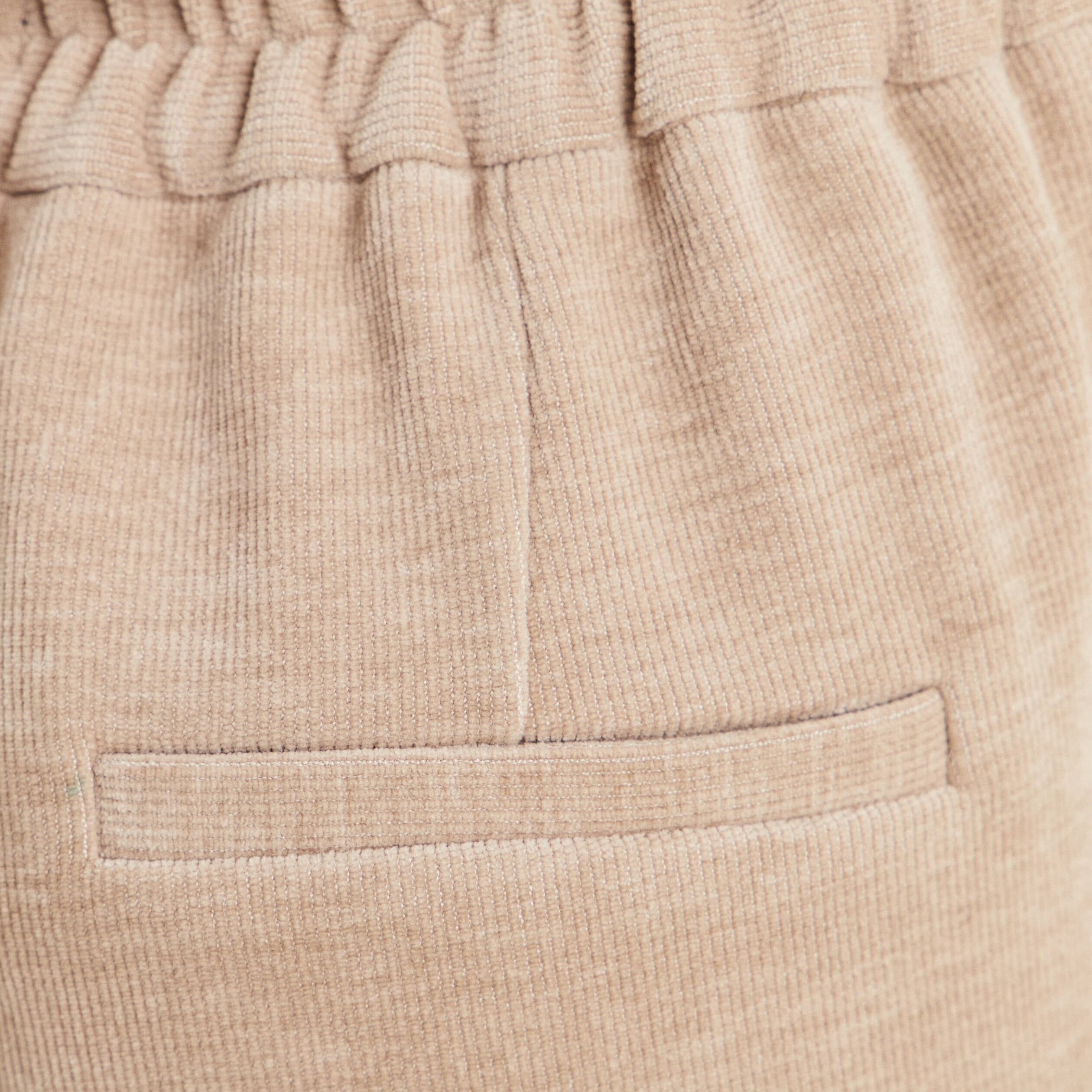 Pantalon loose en velours beige femme