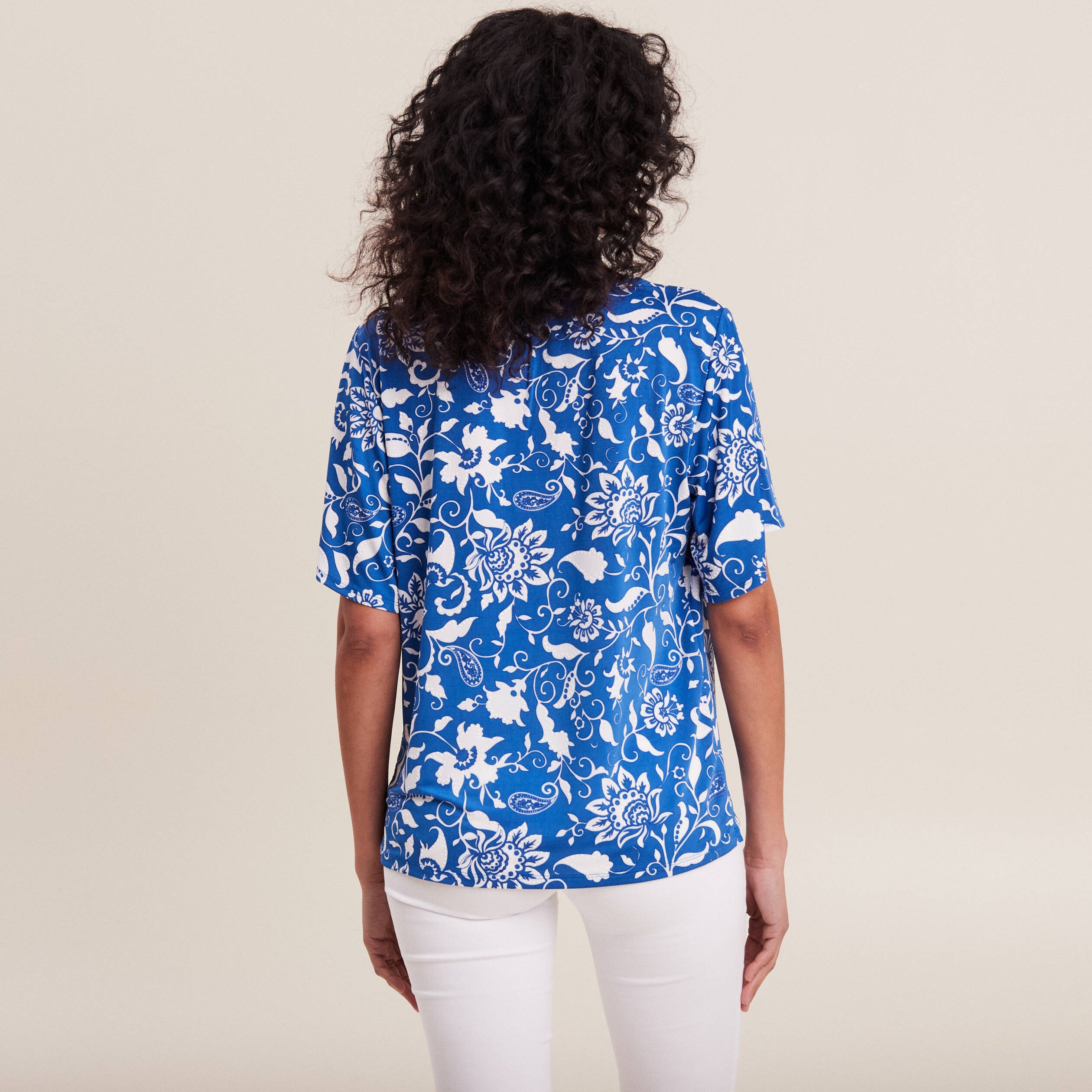 T-shirt manches courtes bleu femme