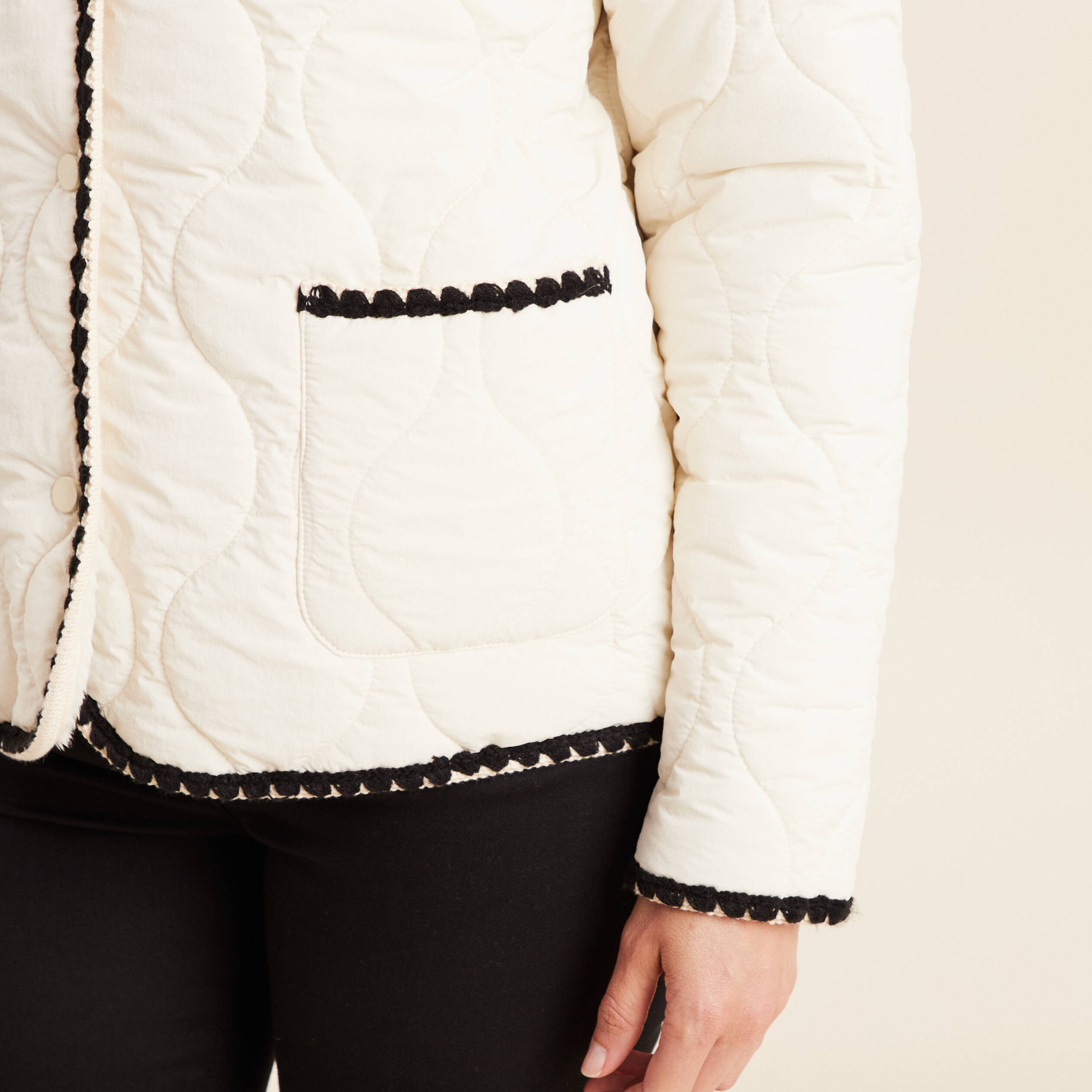 Doudoune sans col doublée ecru femme