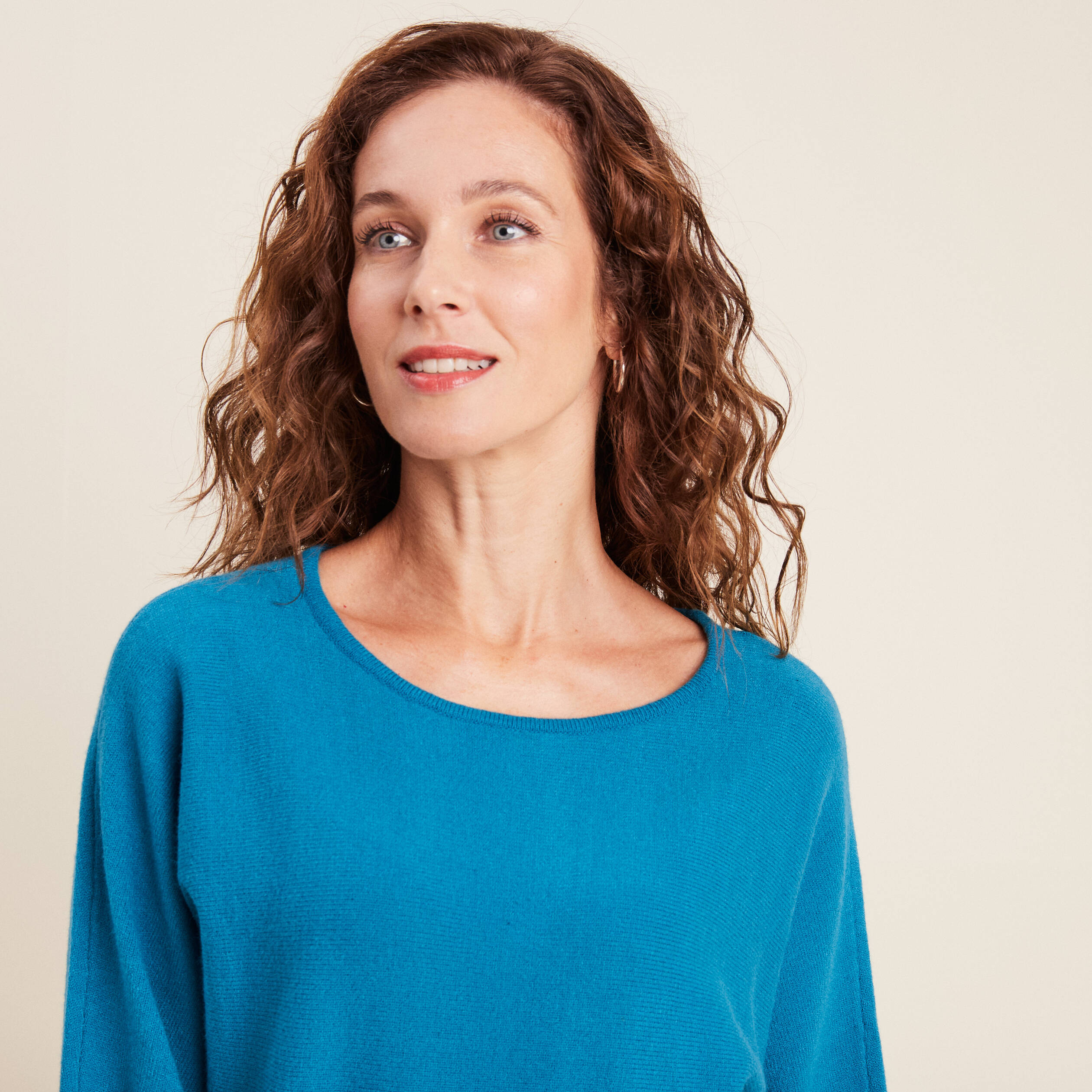 Pull manches longues bleu canard femme