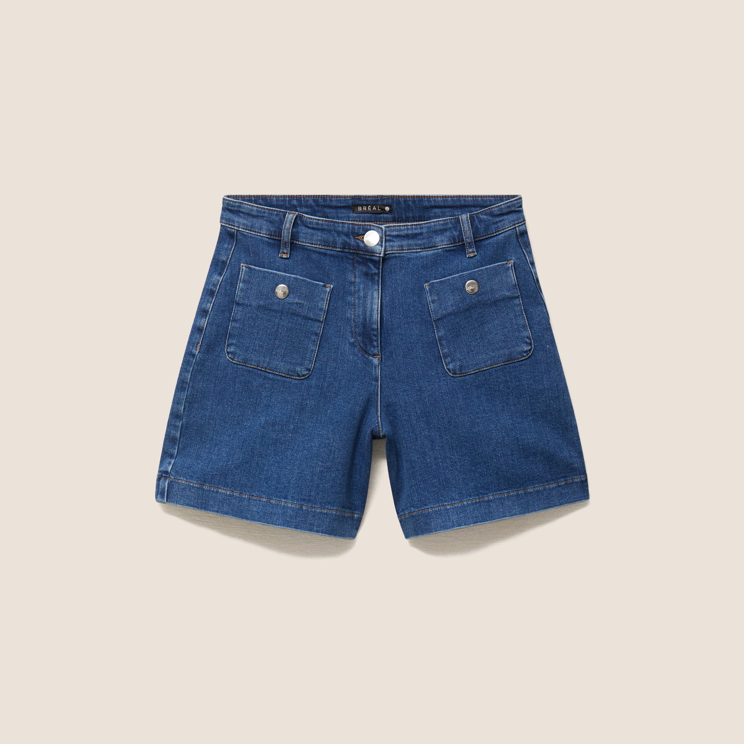 Short en jean taille haute denim stone femme