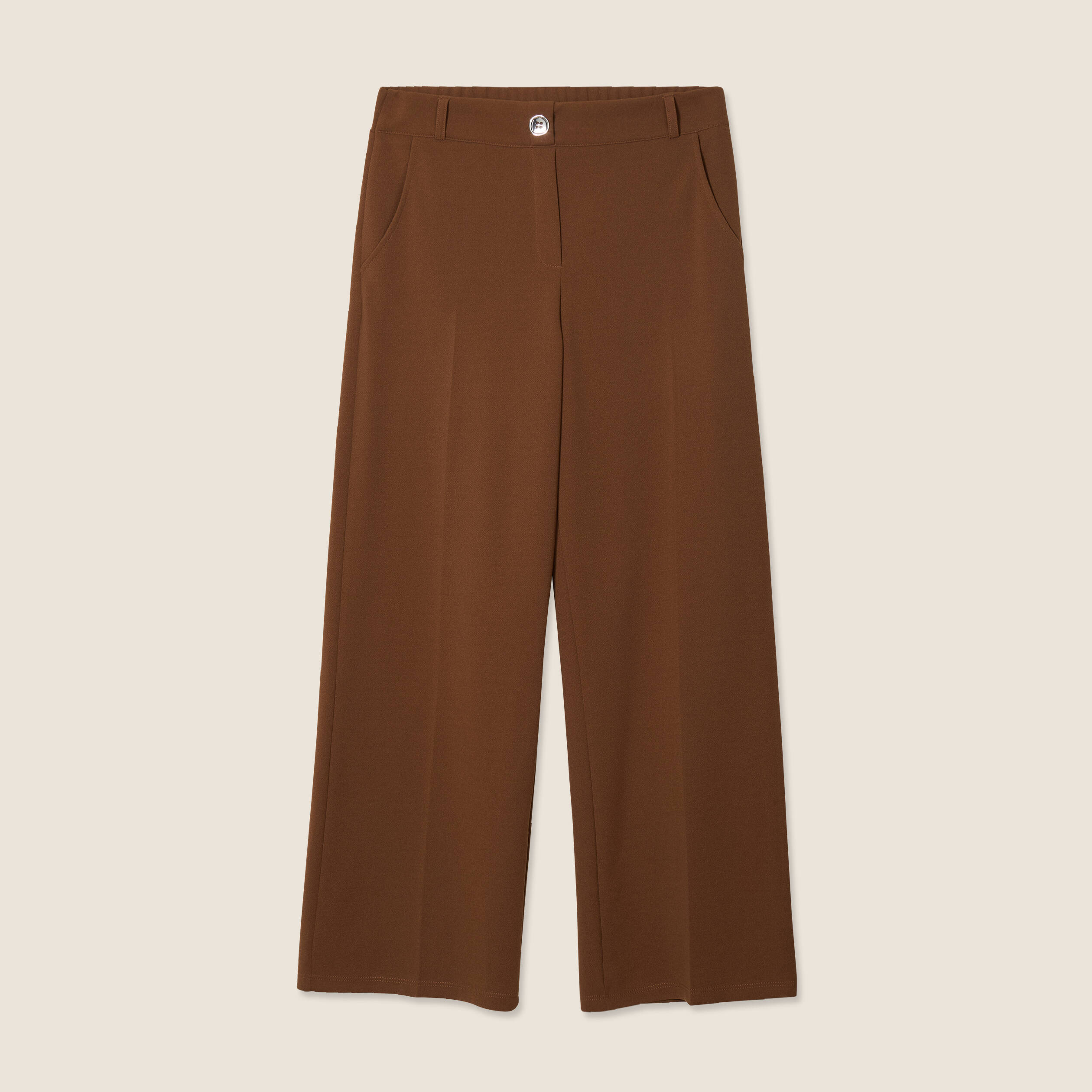 pantalon large pinces marron femme Pantalon large pinces marron femme