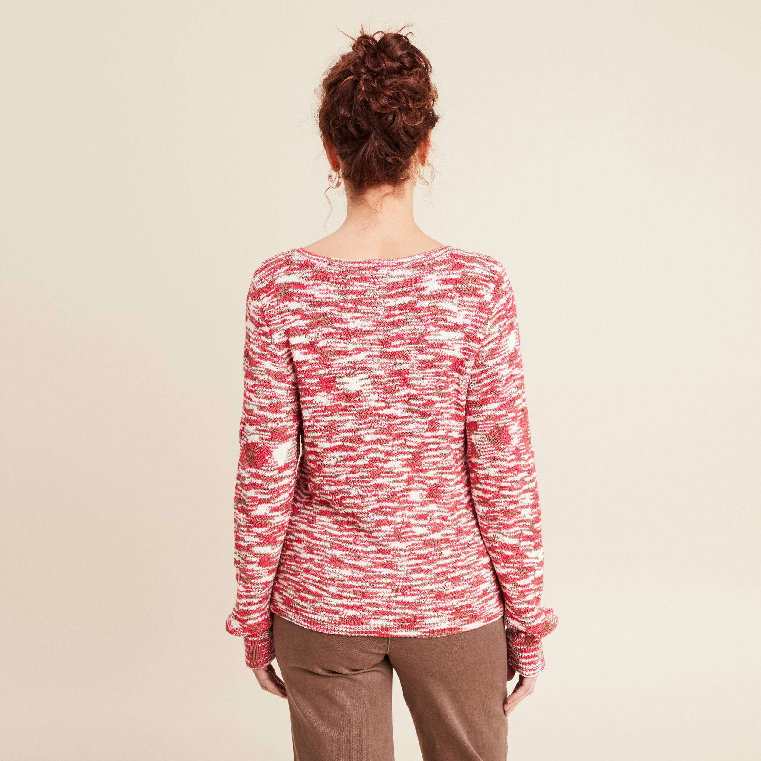 Pull manches longues rose fushia femme