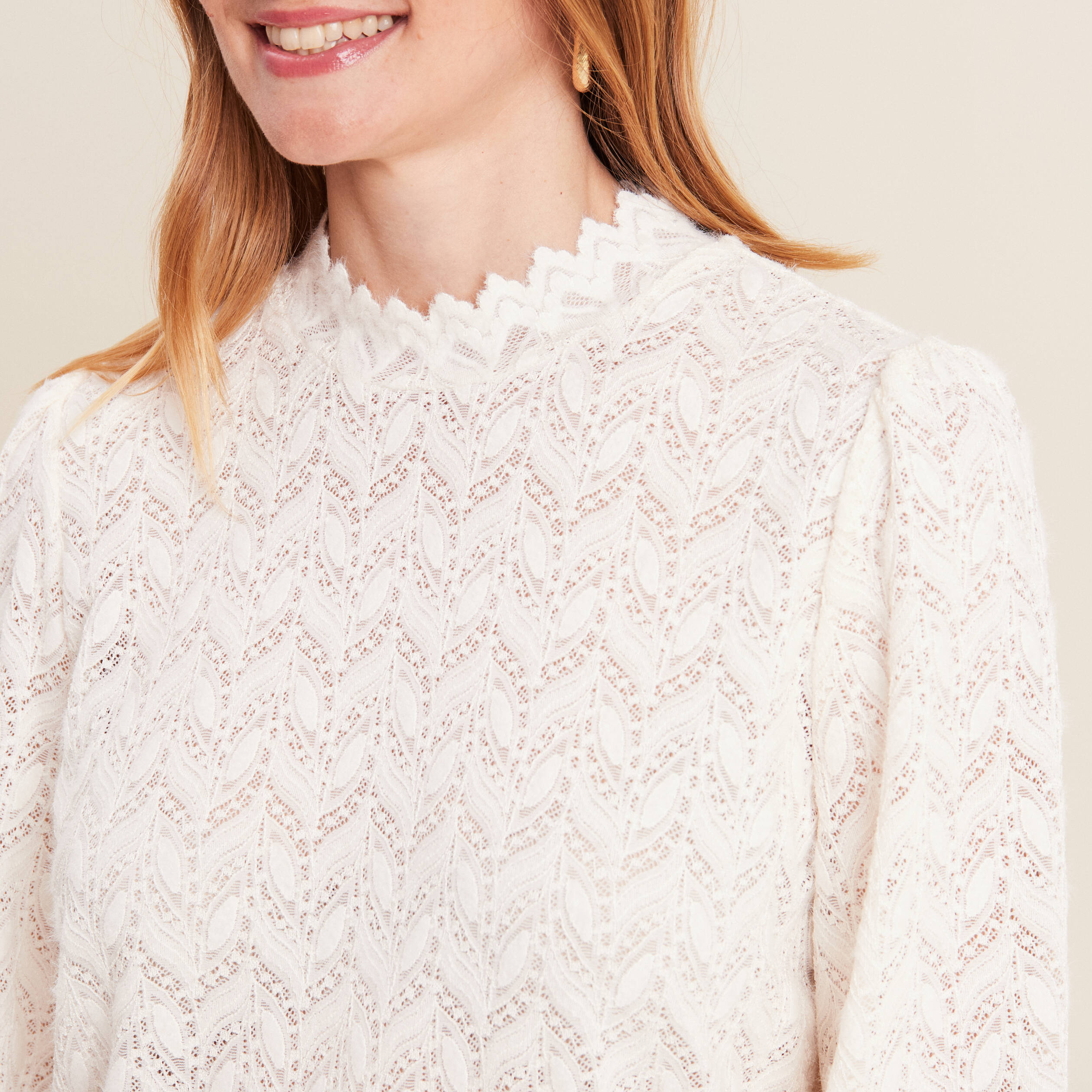 T-shirt manches longues ecru femme