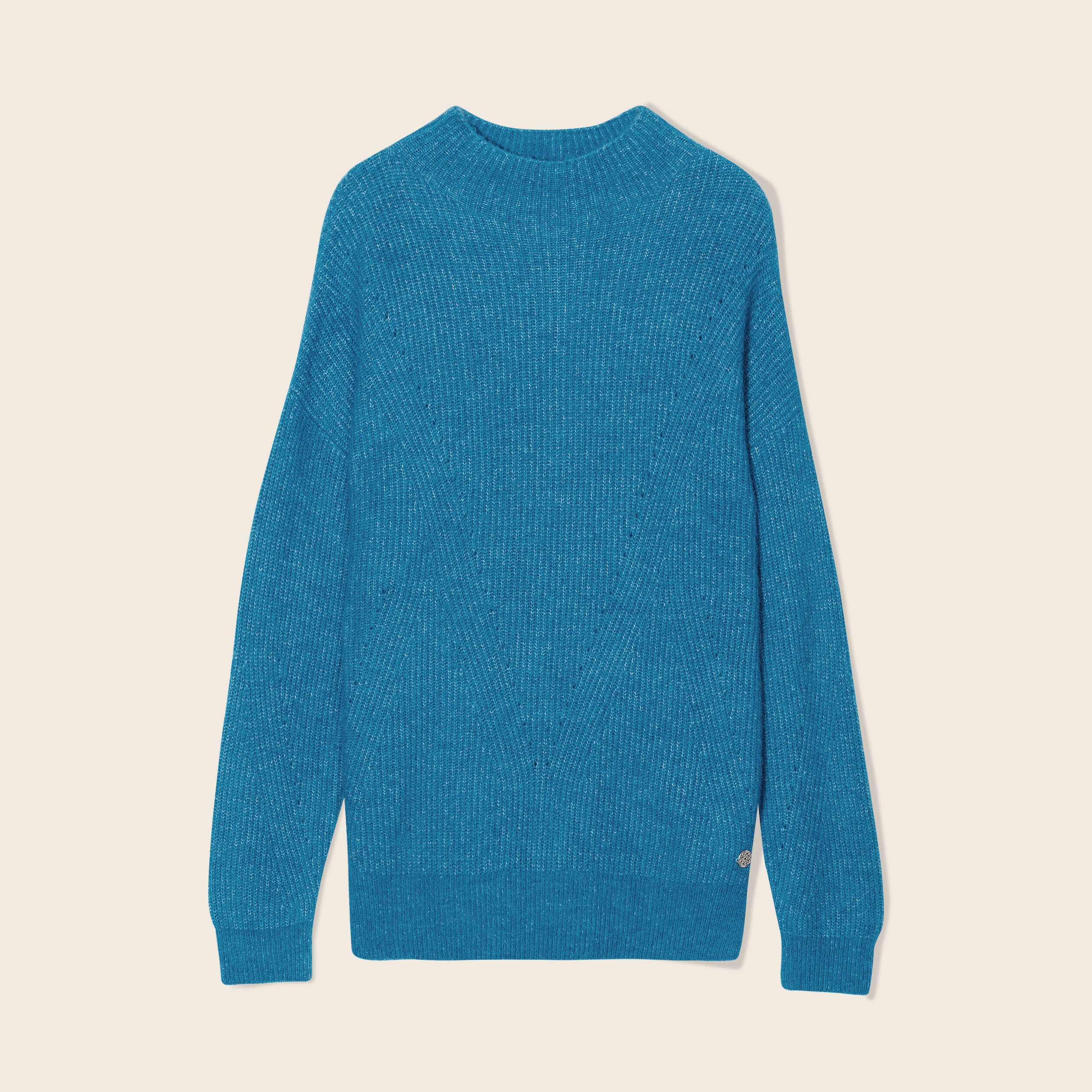 Pull manches longues bleu canard femme